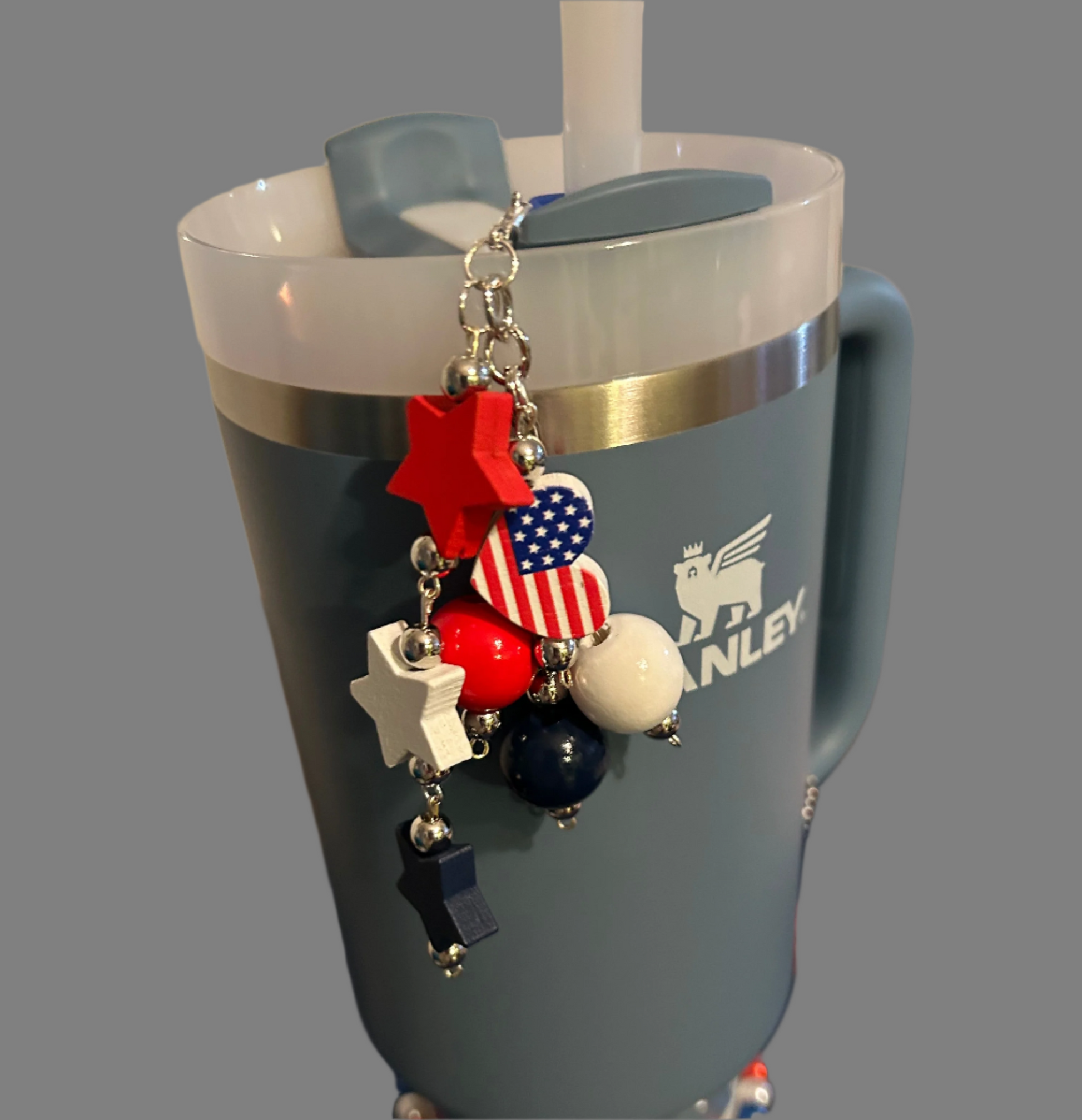 Red White and Blue Straw Charm