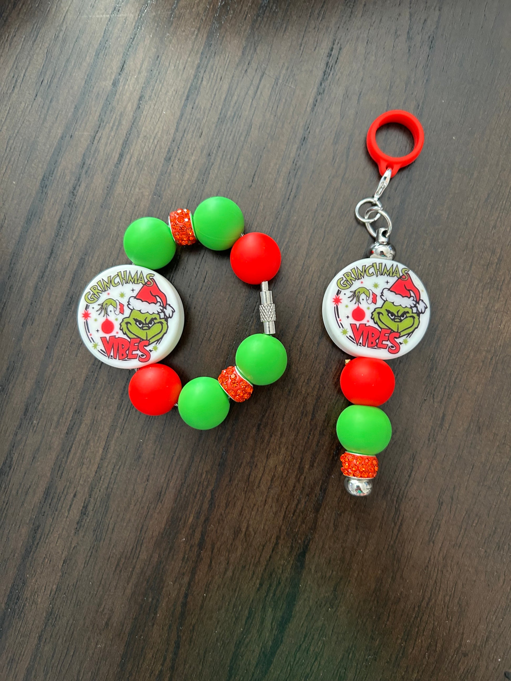 Green Guy Straw and Handle Charm set