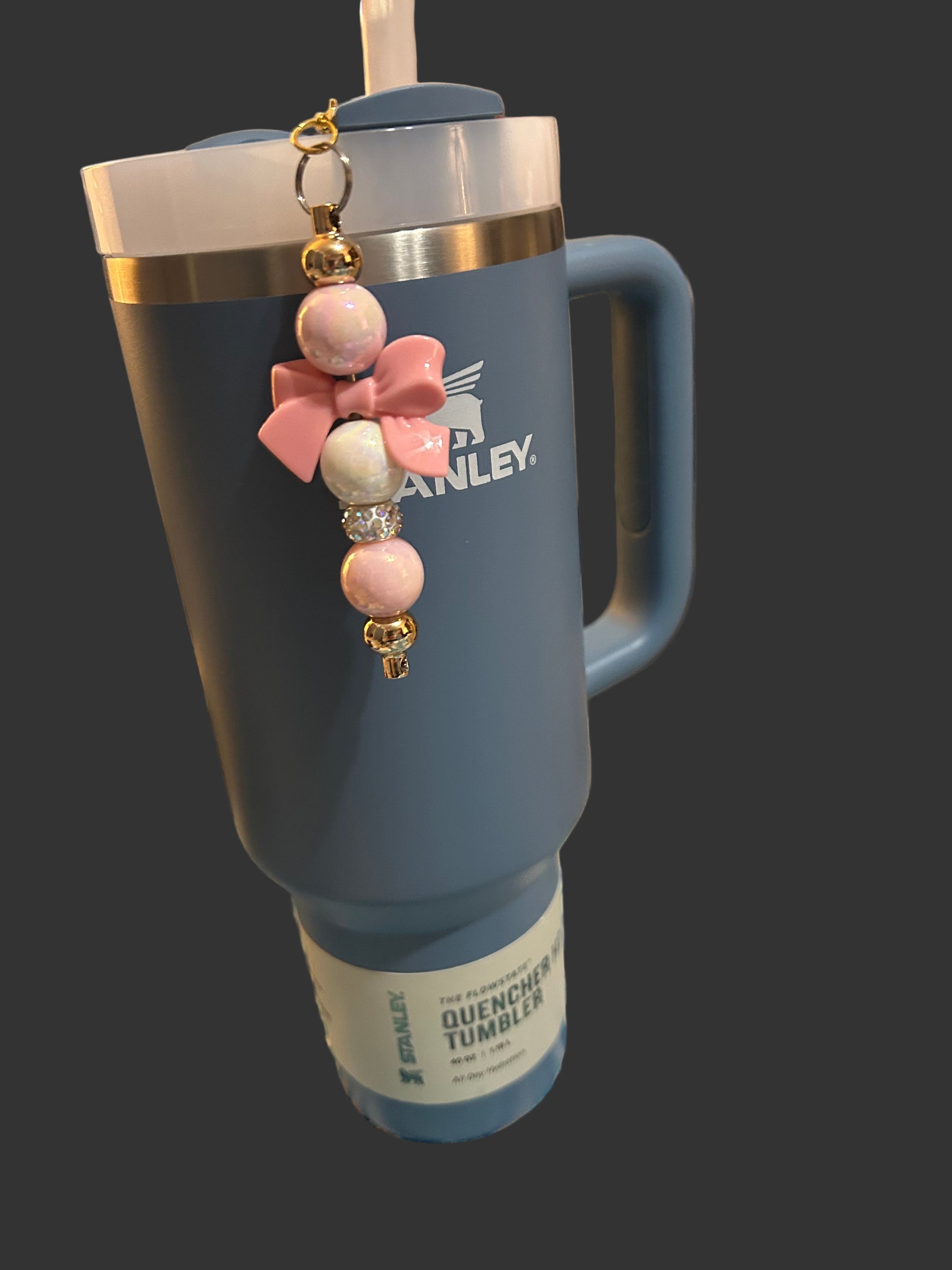 Pink Bow Straw Charm