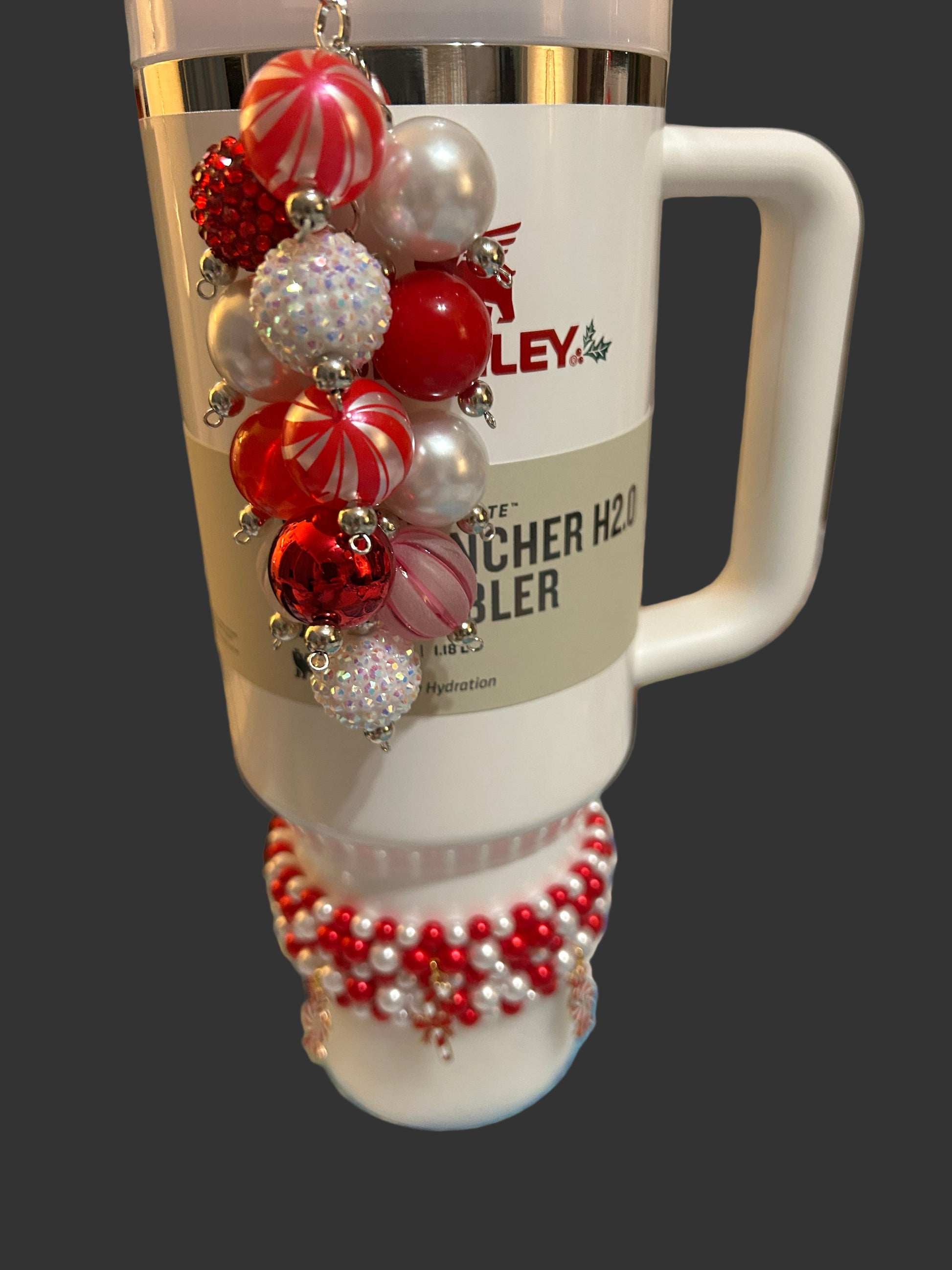 Christmas Peppermint Bauble Straw Charm