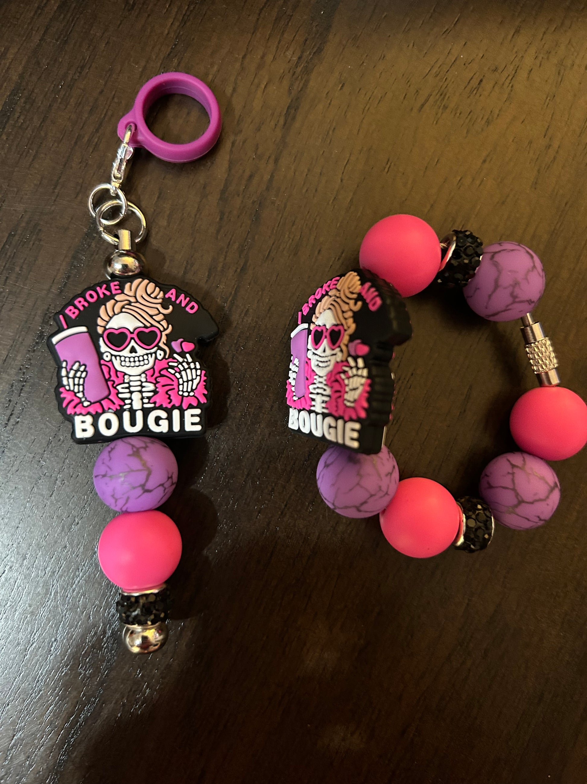 Skeleton Bougie Straw and Handle Charm set