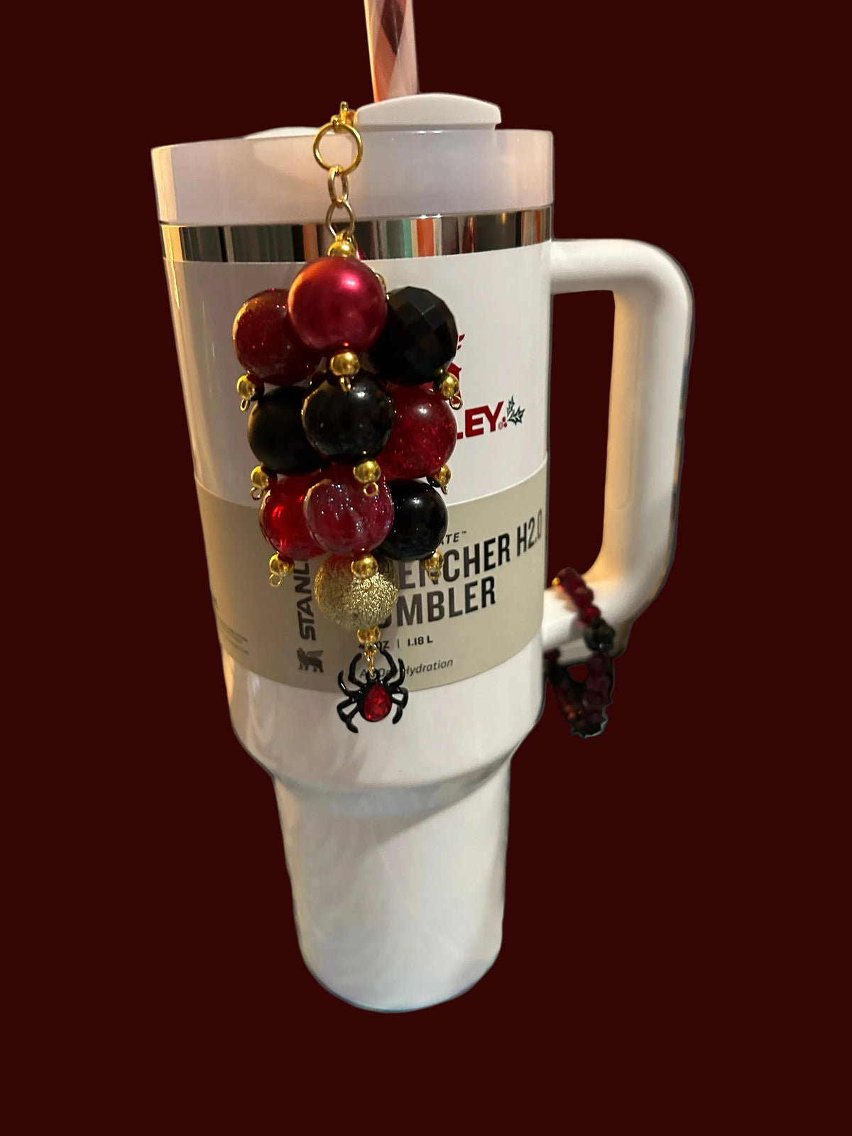 Bordeaux Spider Medium Bauble Straw Charm