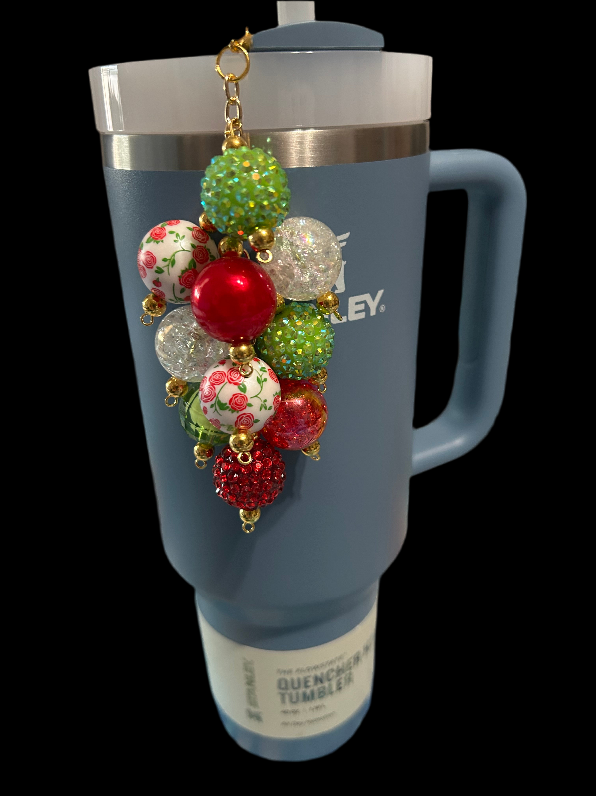 Rose Christmas Bauble Straw Charm