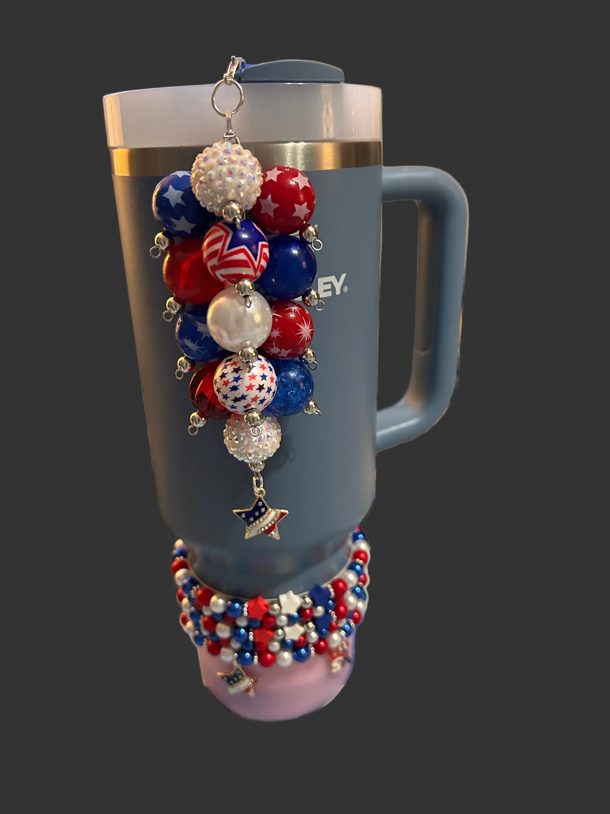 Red White and Blue Bauble Straw Charm