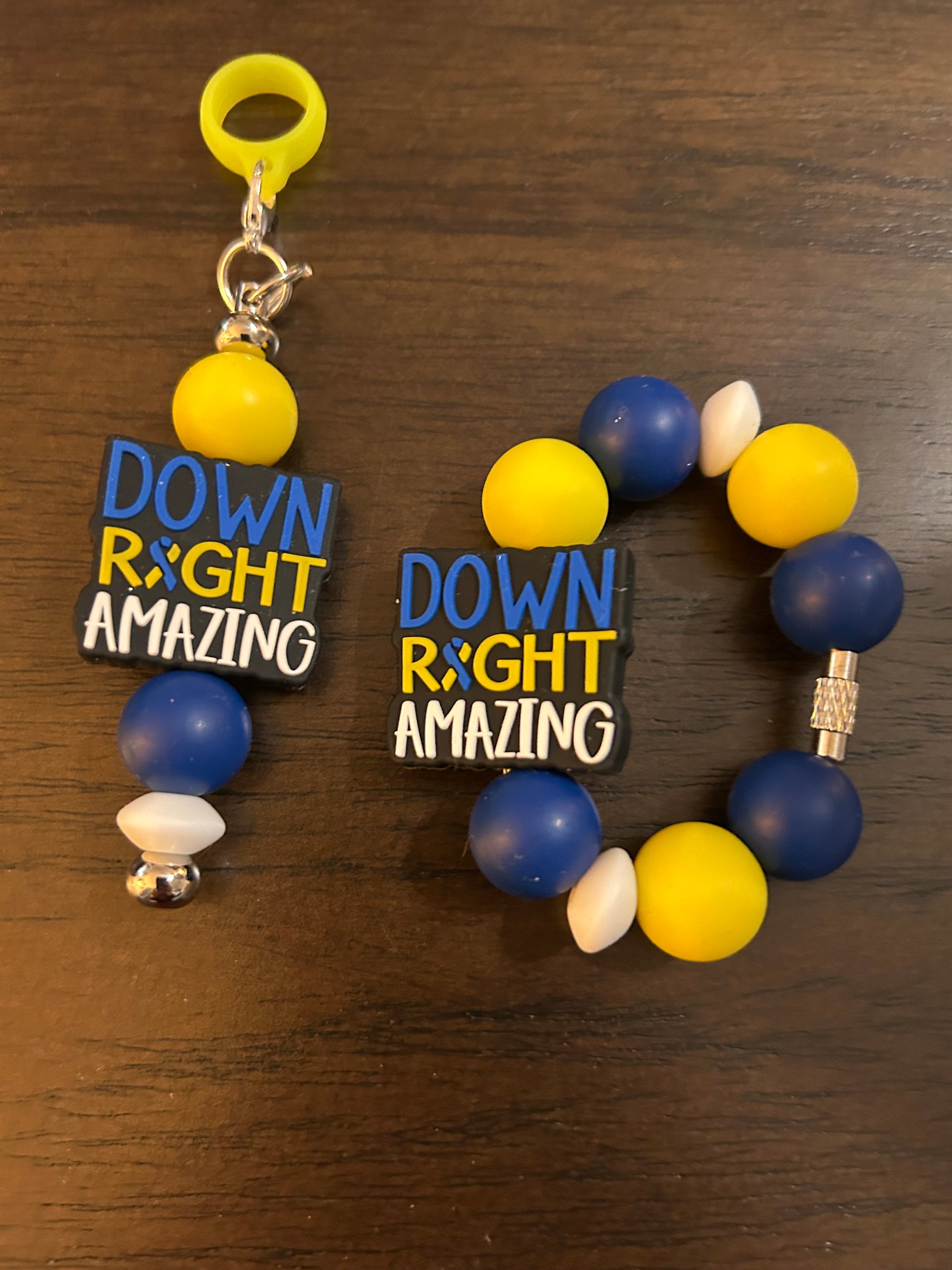 Down Syndrome Awareness Straw and Handle Charm set