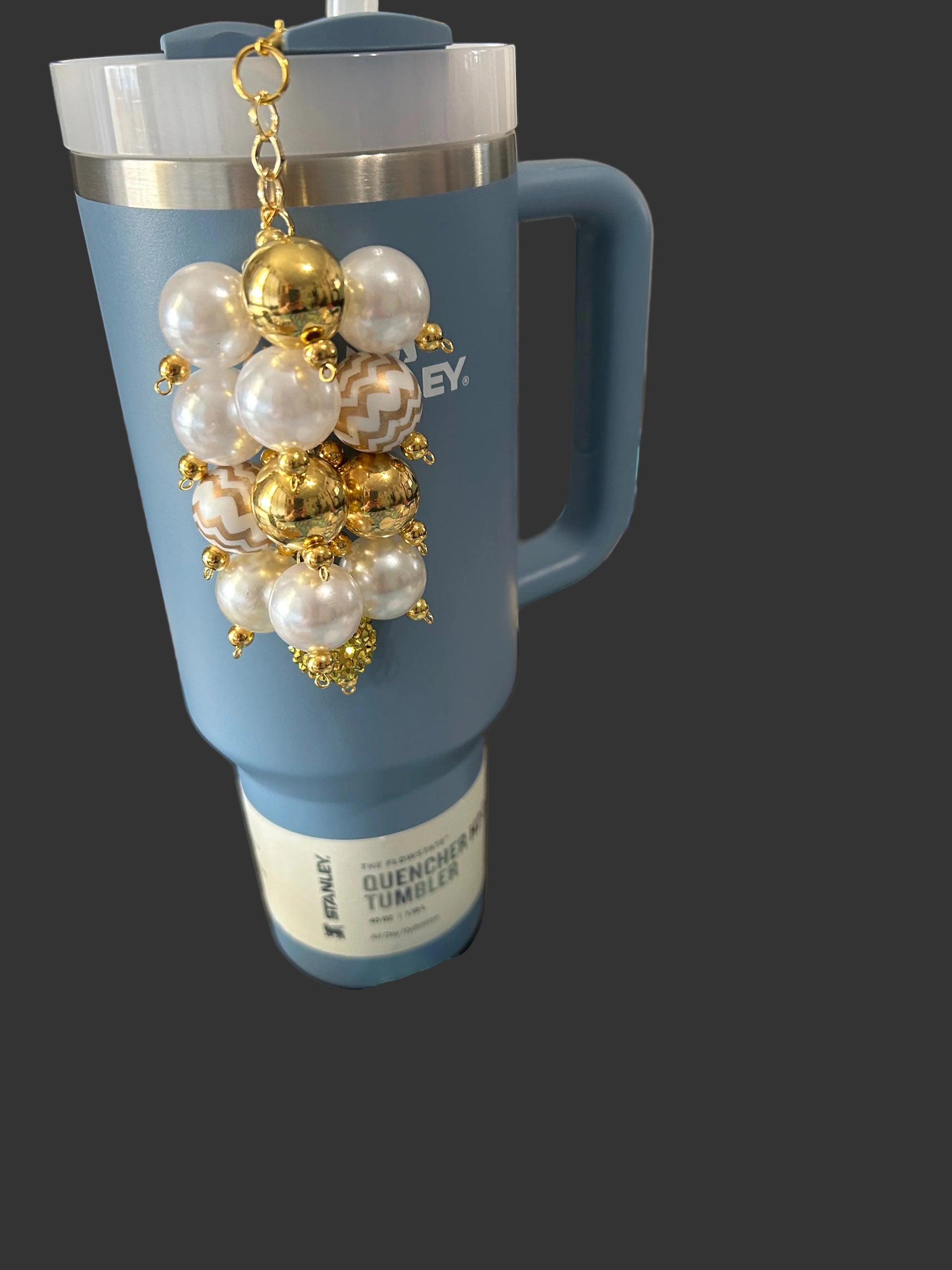 Gold and White Bauble Straw Charm