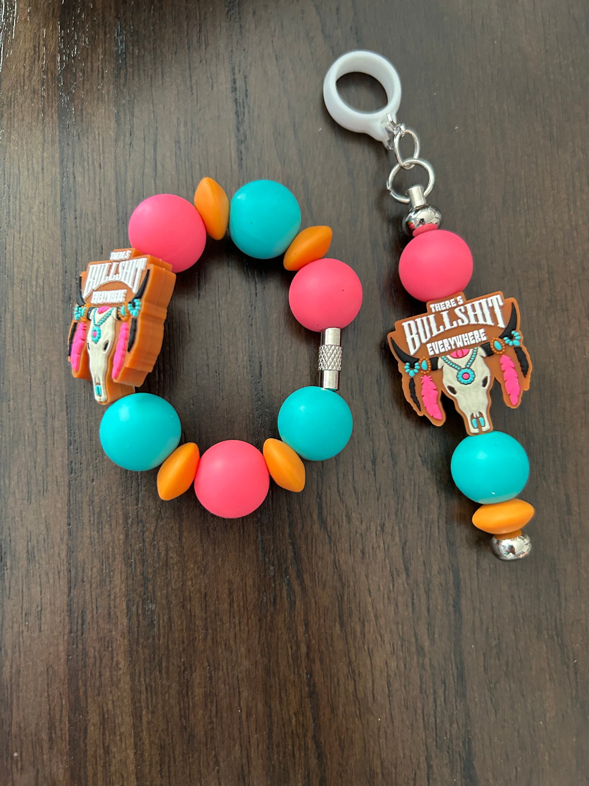 Bull$$ Straw and Handle Charm set