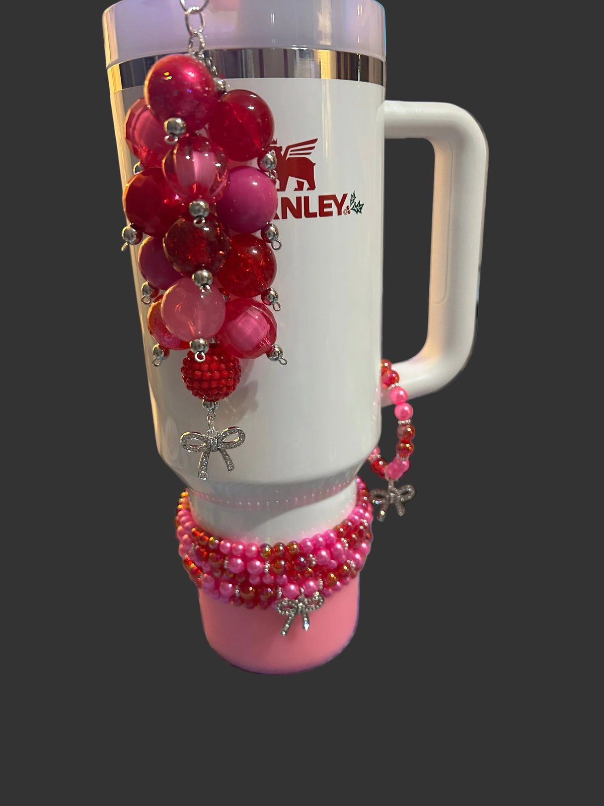 Popsicle Peppermint Bow Bauble Straw Charm