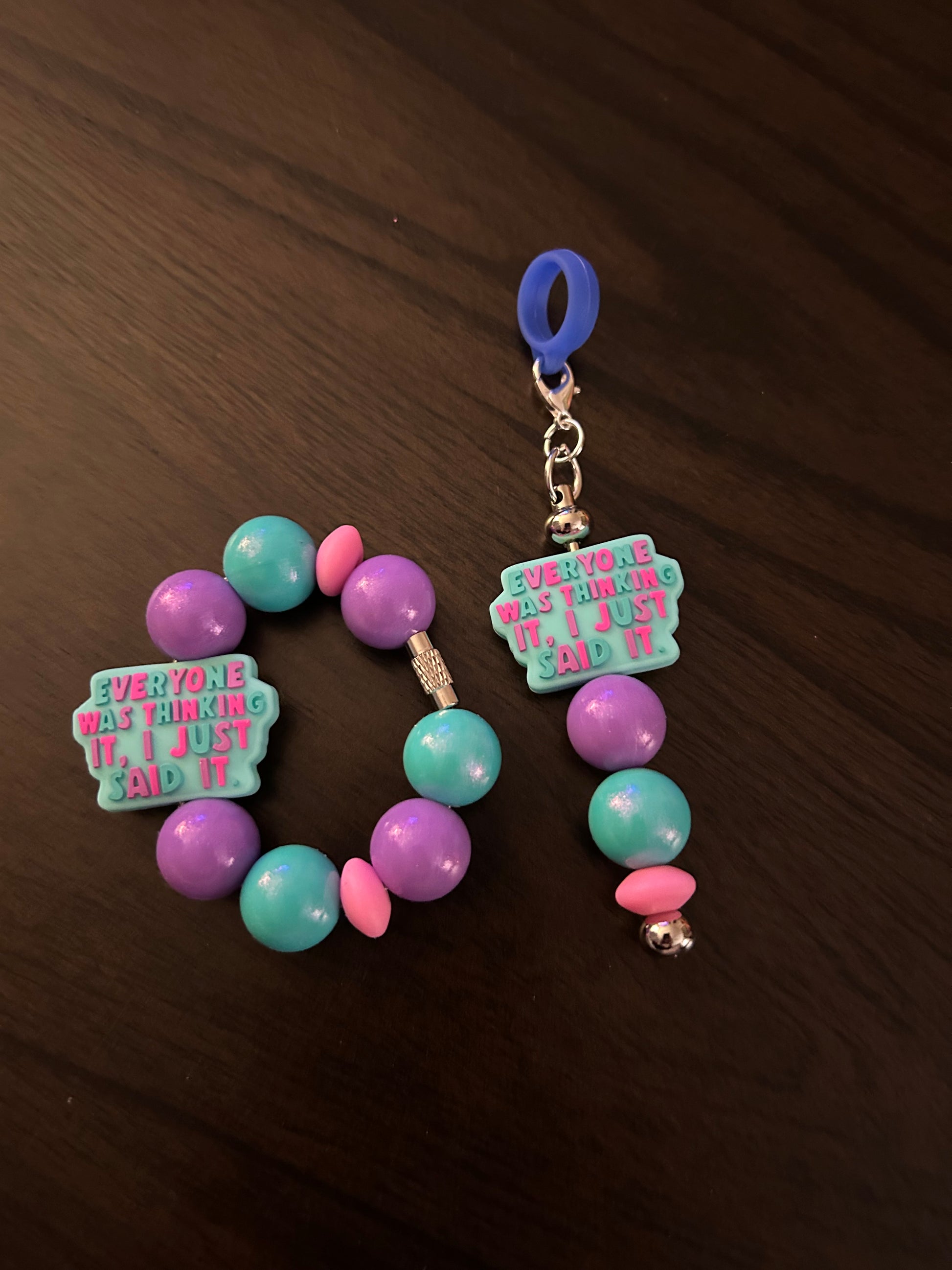 Everyone was thinking it I just said it Straw and Handle Charm set
