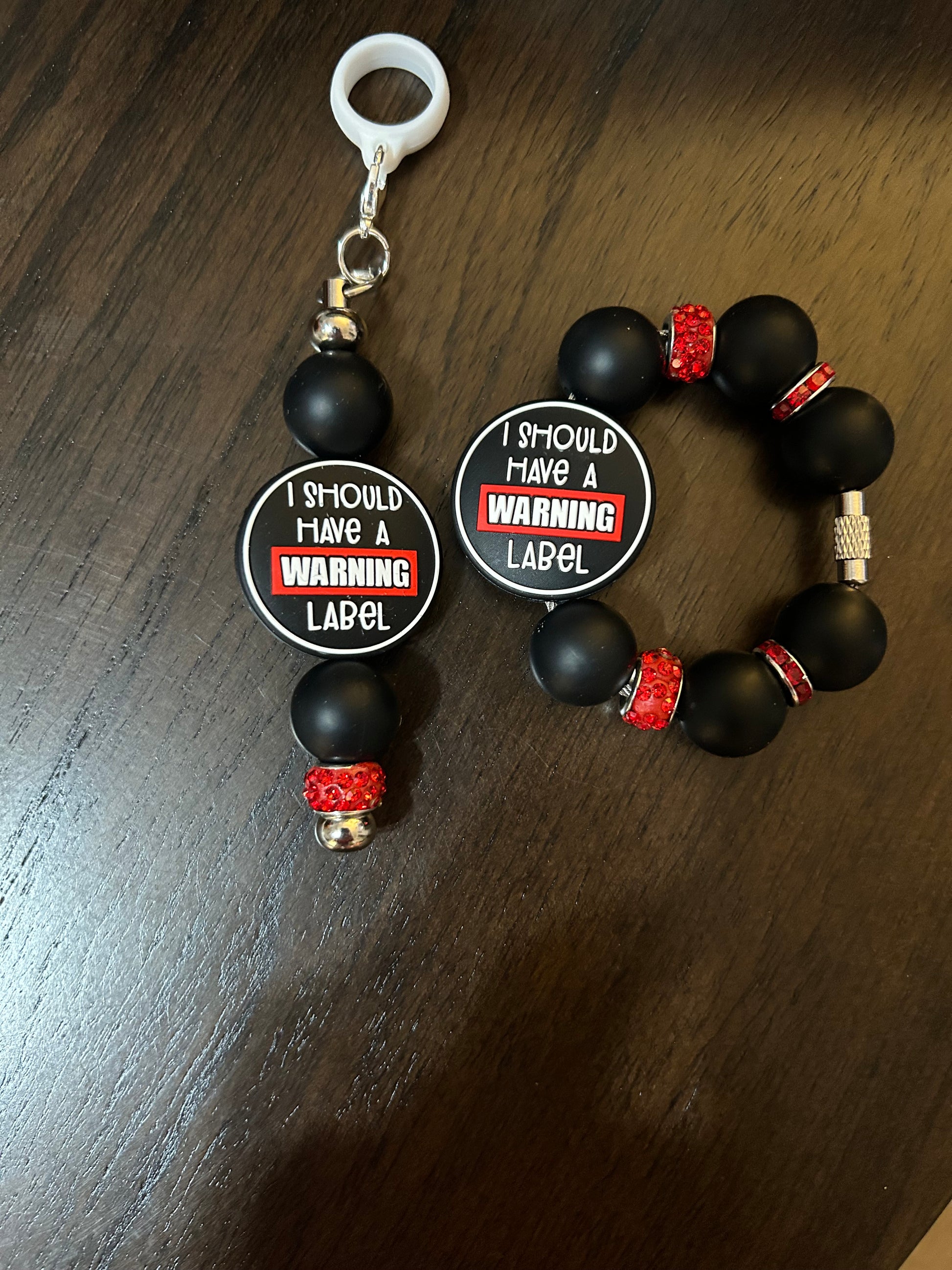 I Should Have a Warning Label Straw and Handle Charm set