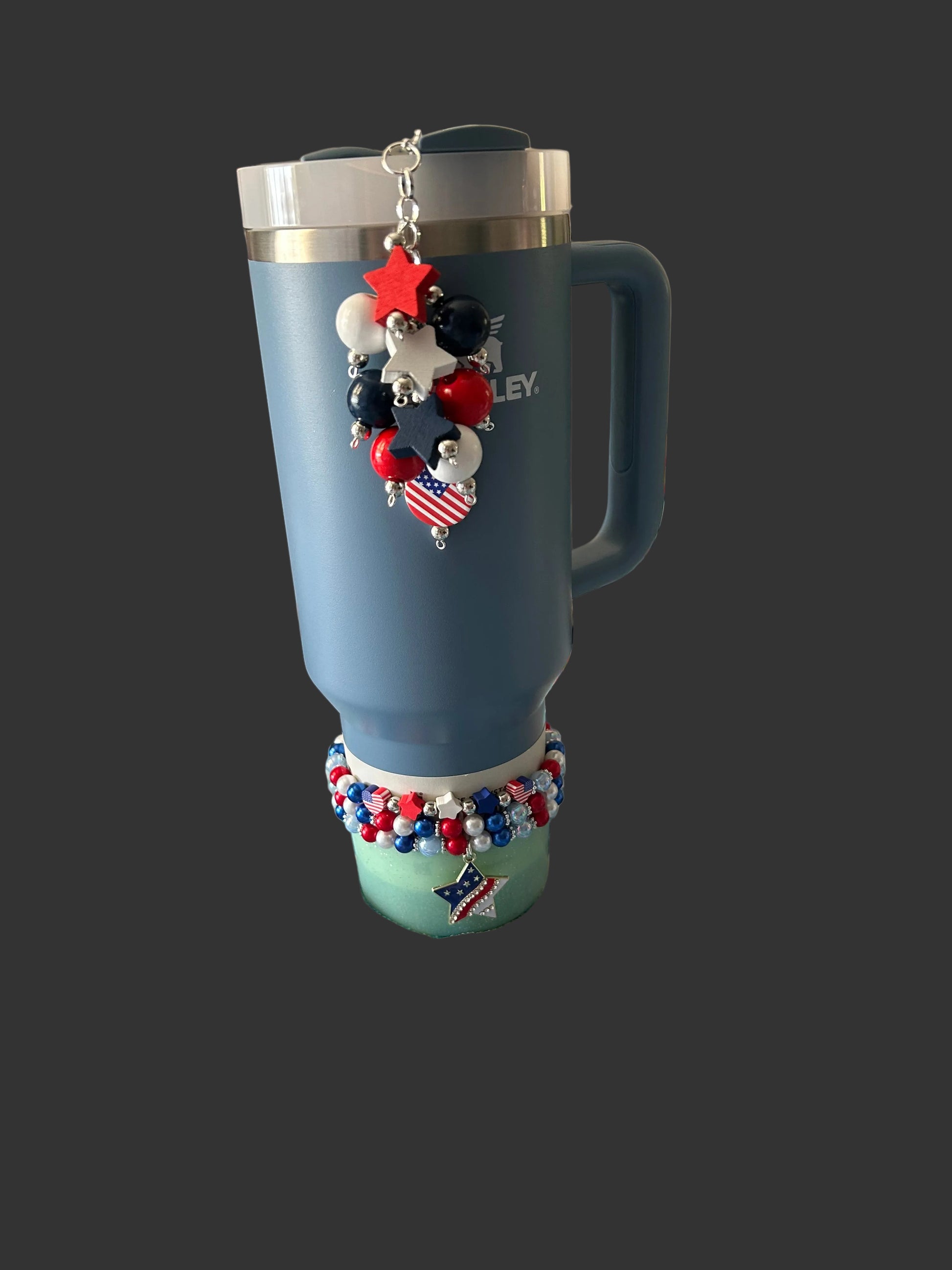 Red White and Blue Star Straw Charm