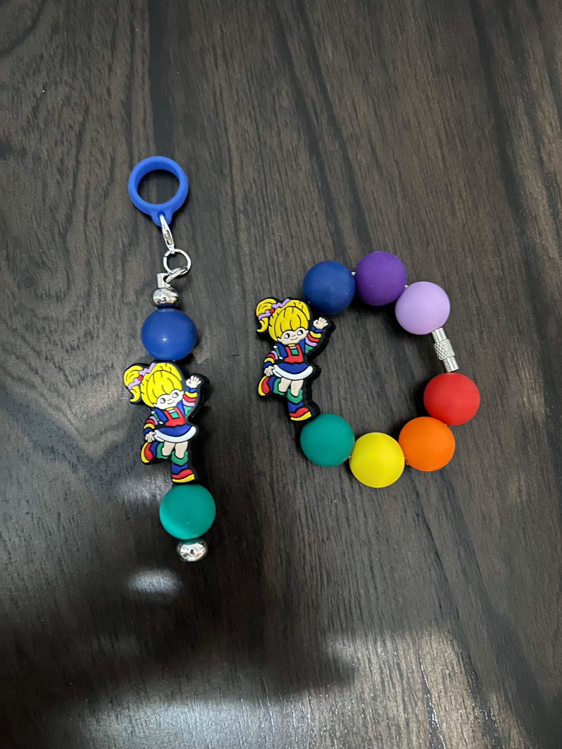 Rainbow Girl Straw and Handle Charm set