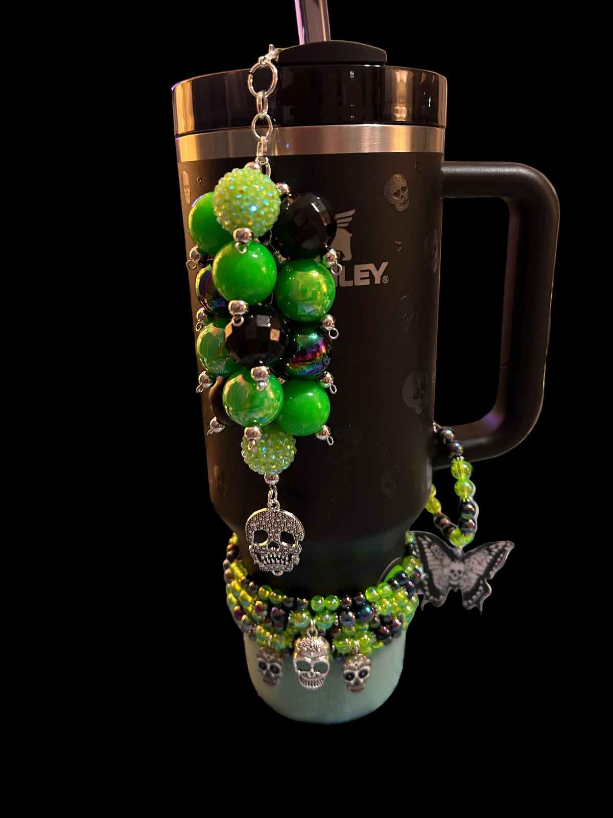 Green and Black Skull Handle Charm