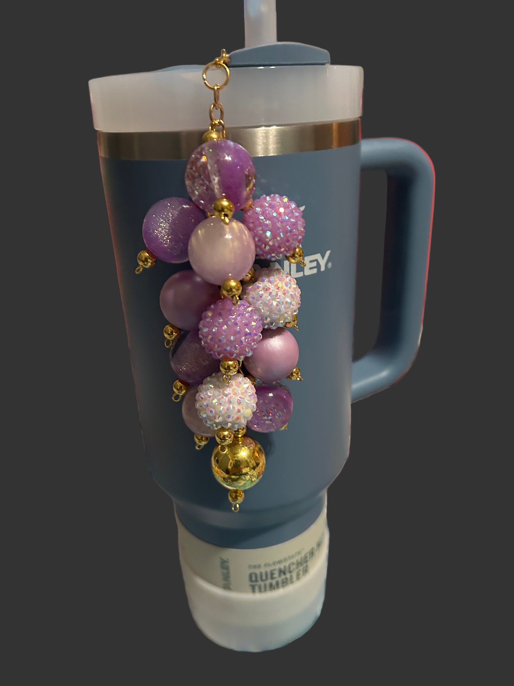 Purple and Gold Bauble Straw Charm