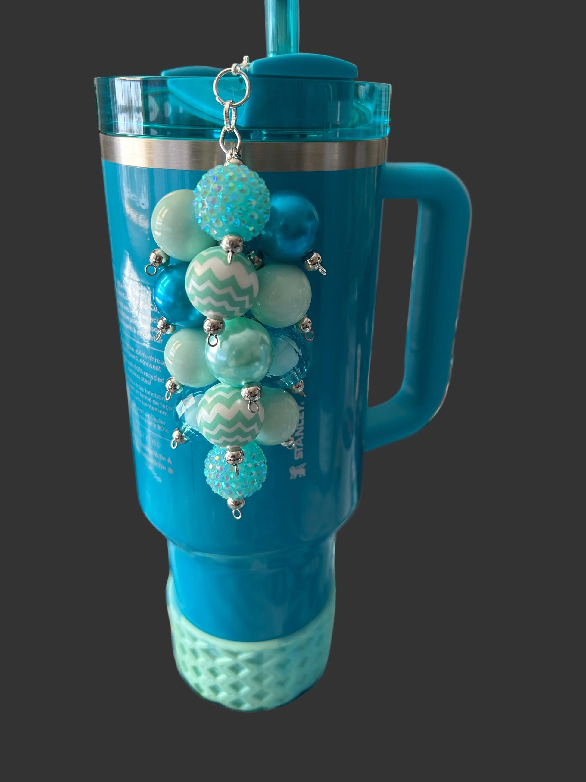 Light Blue and Teil Bauble Straw Charm