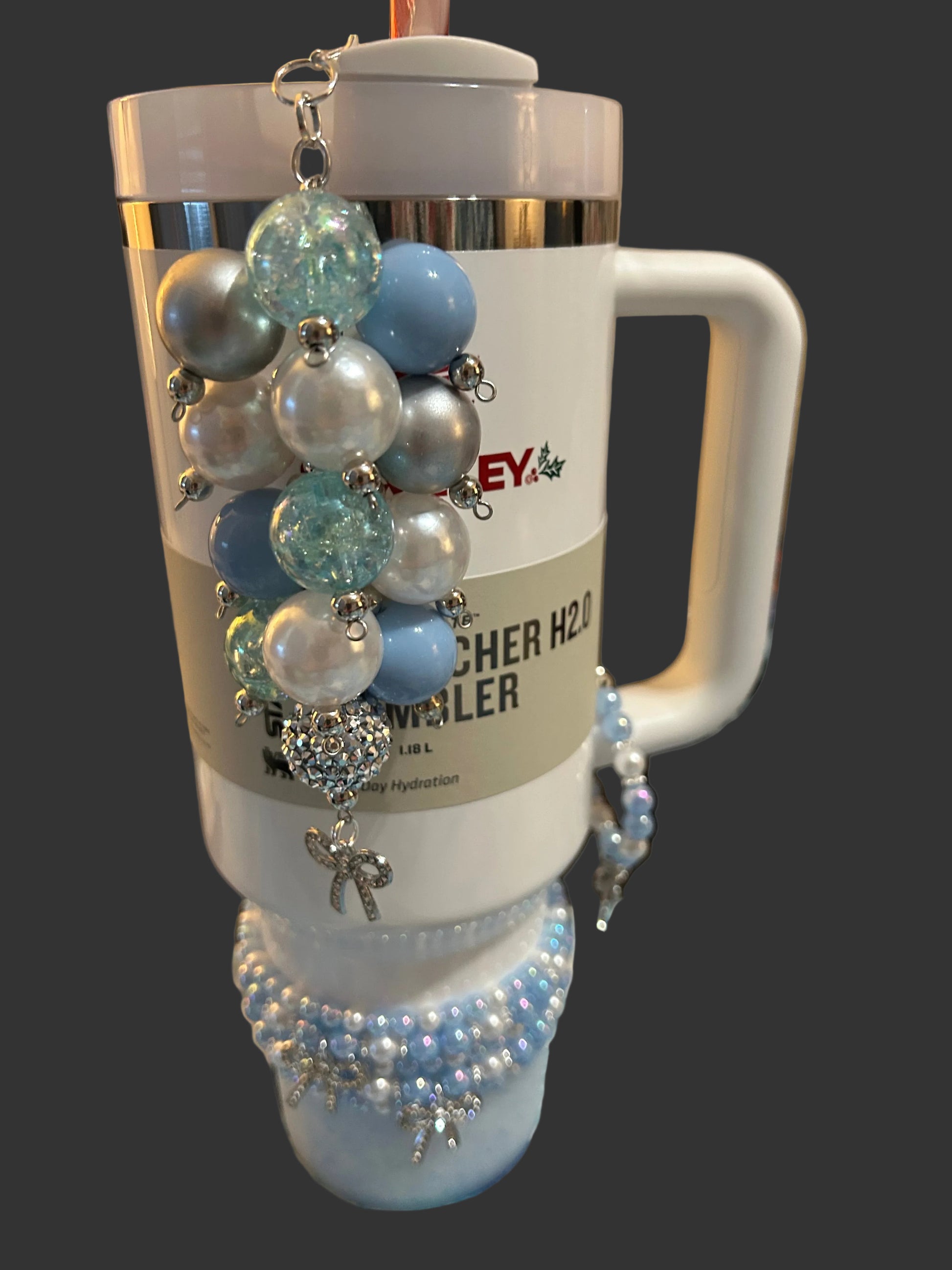 Blue Bow Bauble Straw Charm