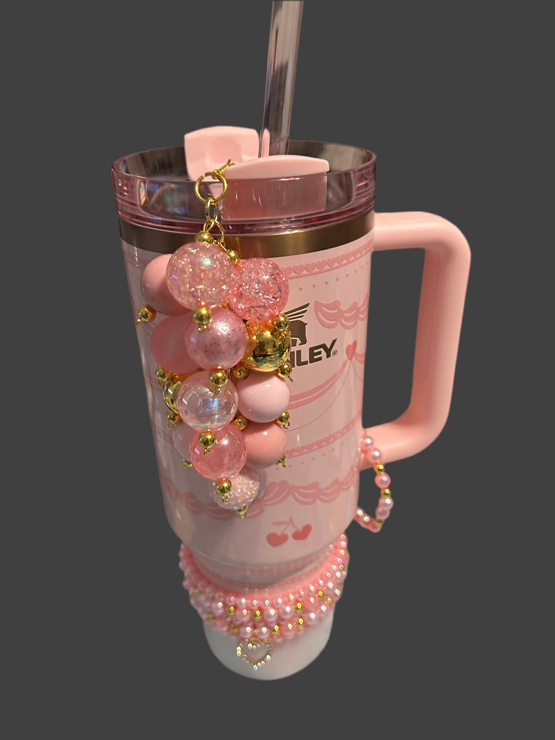 Pink Velvet Bauble Straw Charm