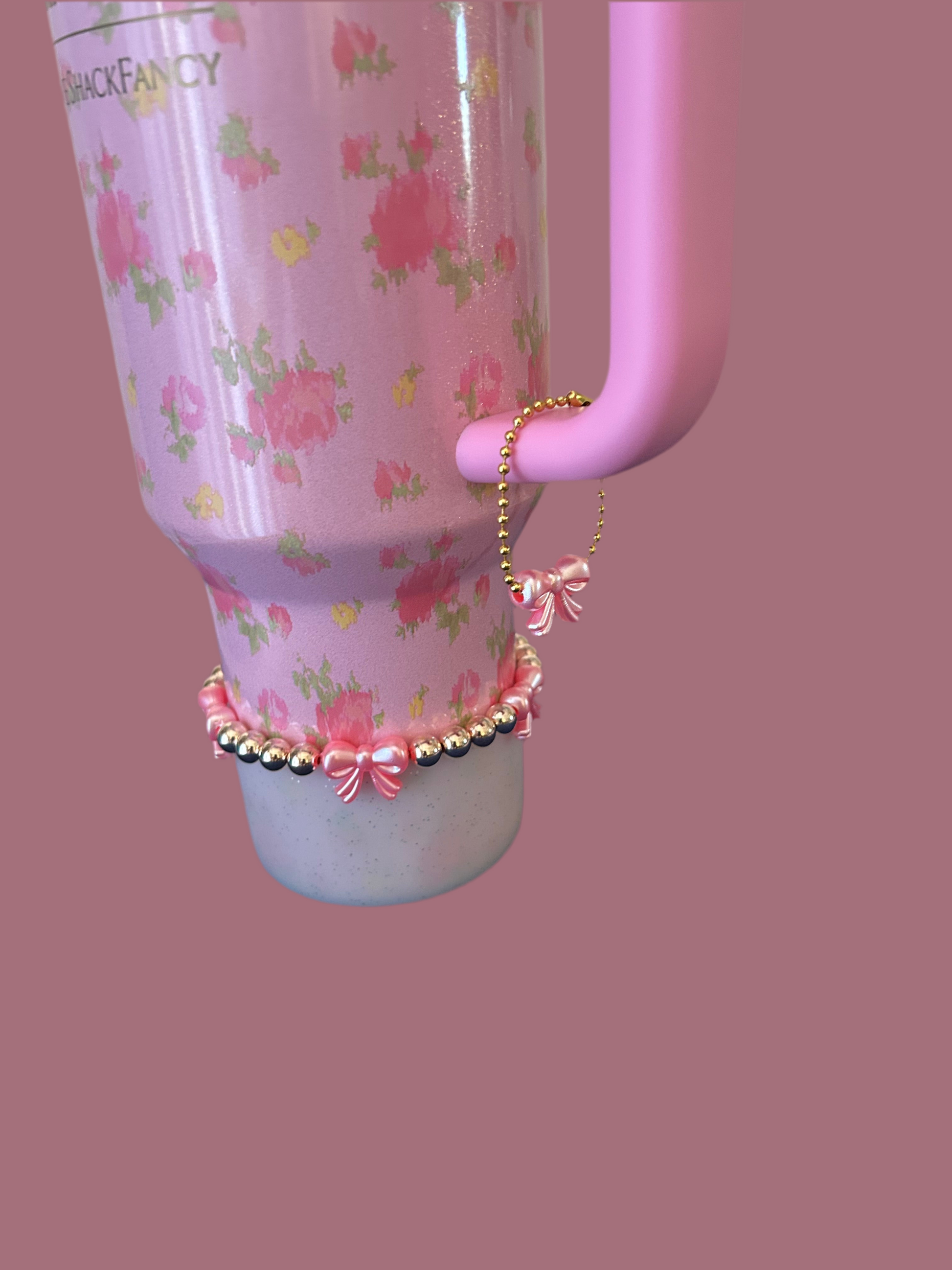 Dark Pink Bow Handle Charm