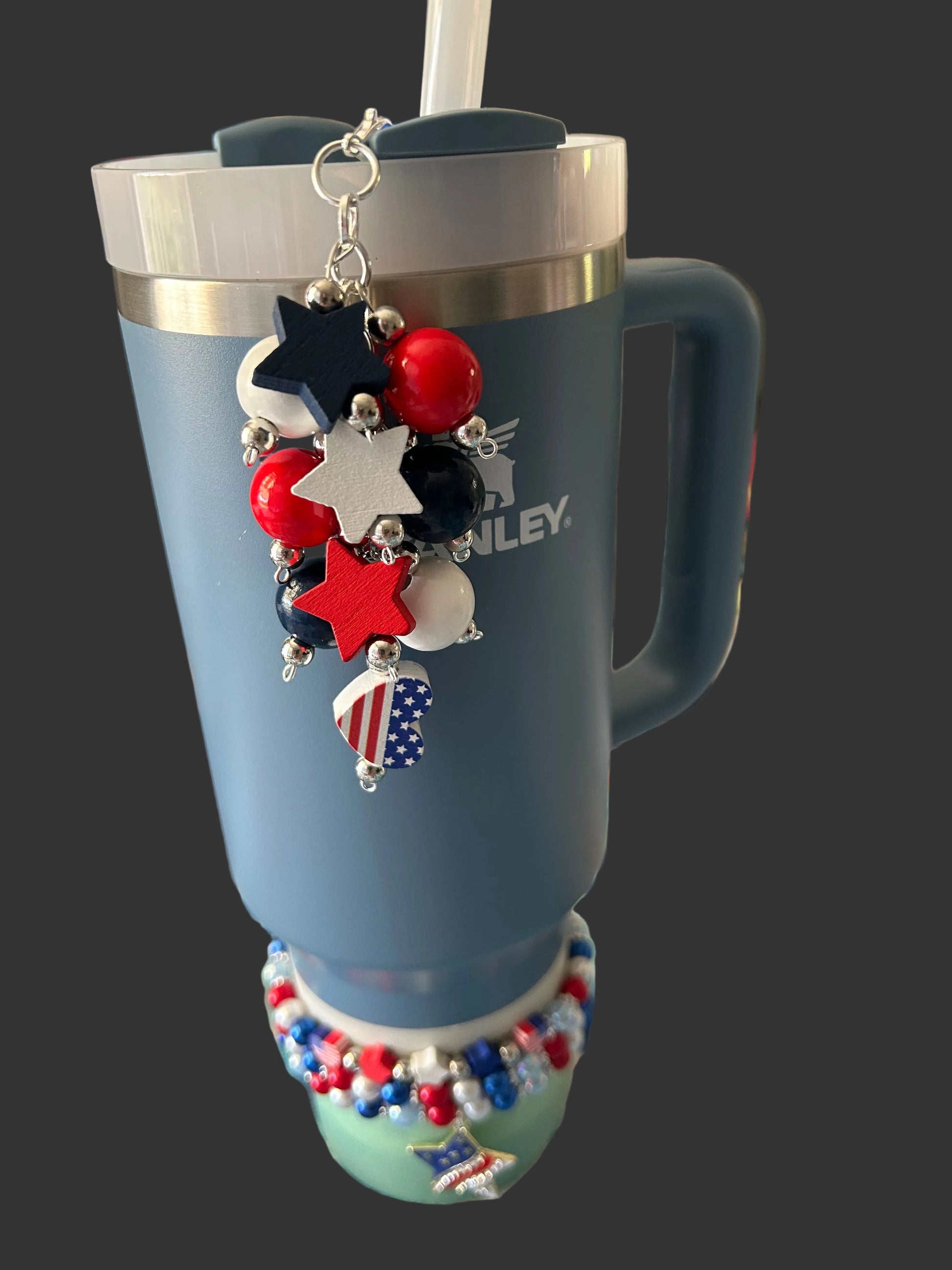 Red White and Blue Star Straw Charm