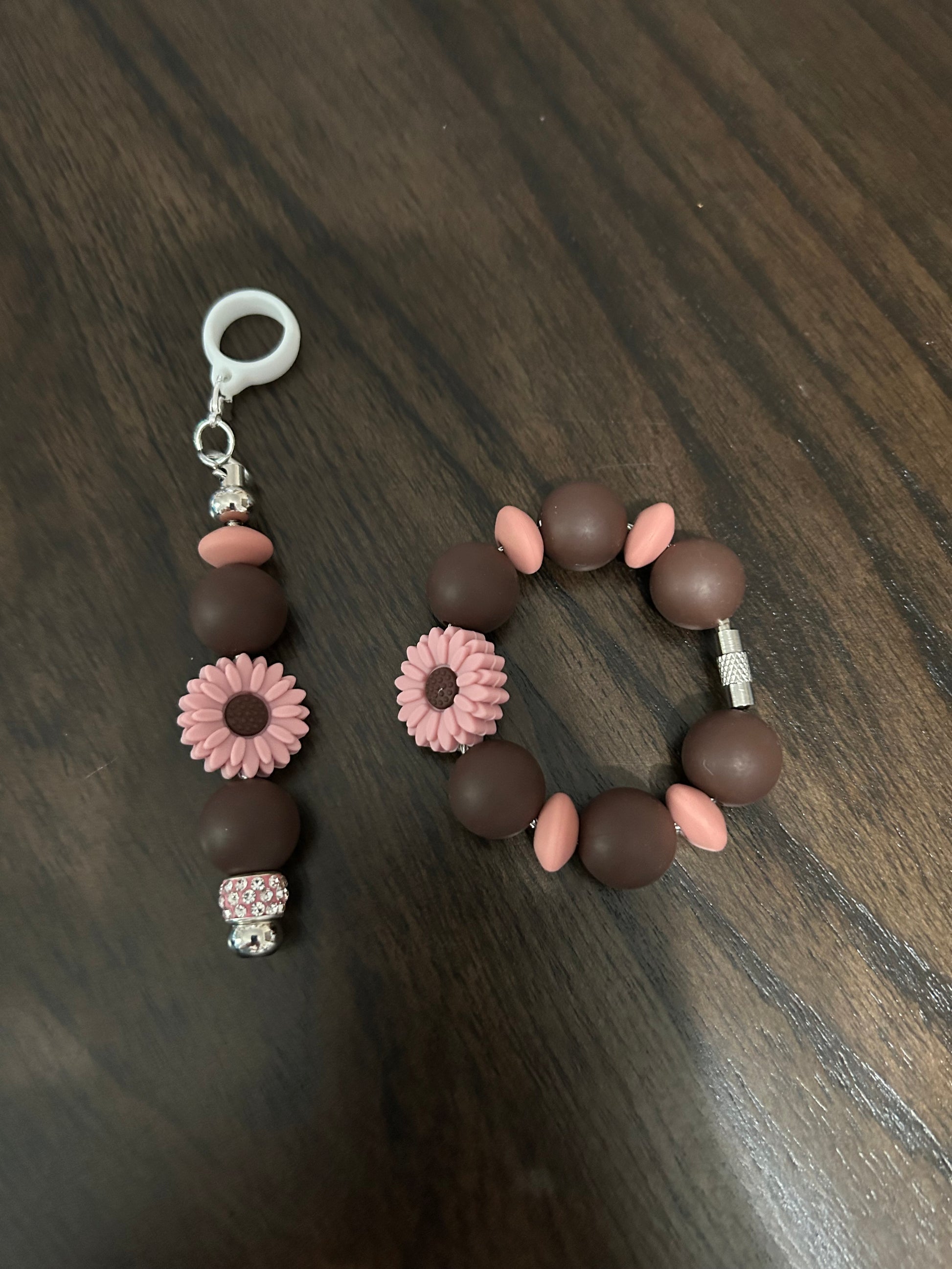 Flower Straw and Handle Charm set
