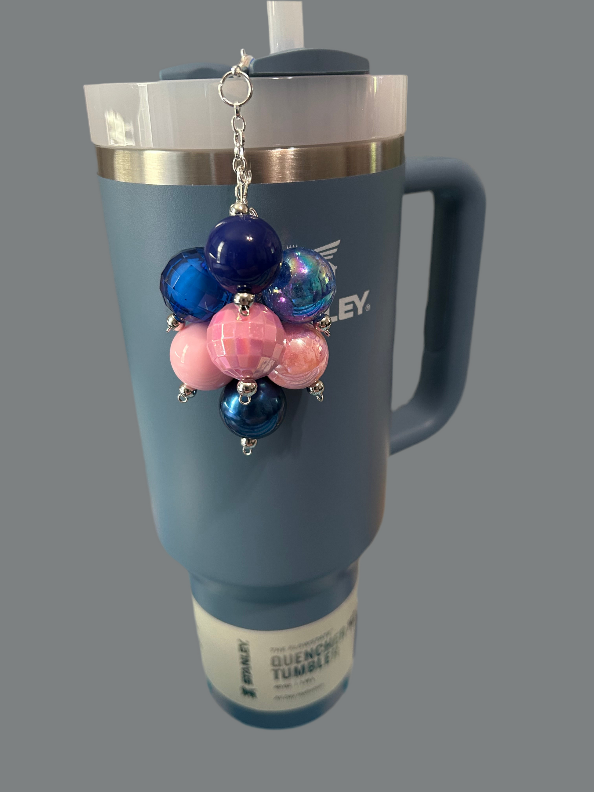 Pink and Blue Bauble Straw Charm