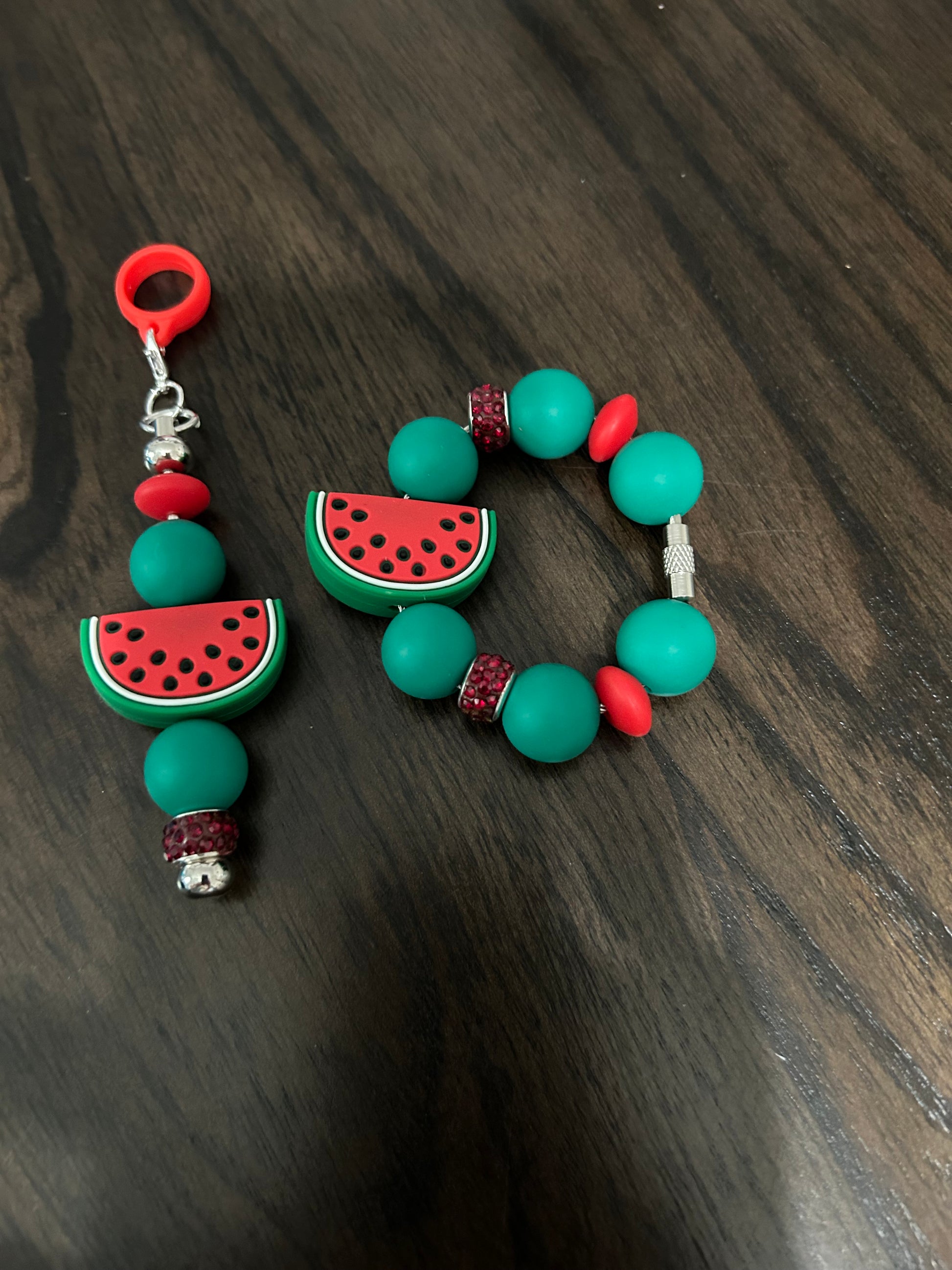 Watermelon Straw and Handle Charm set