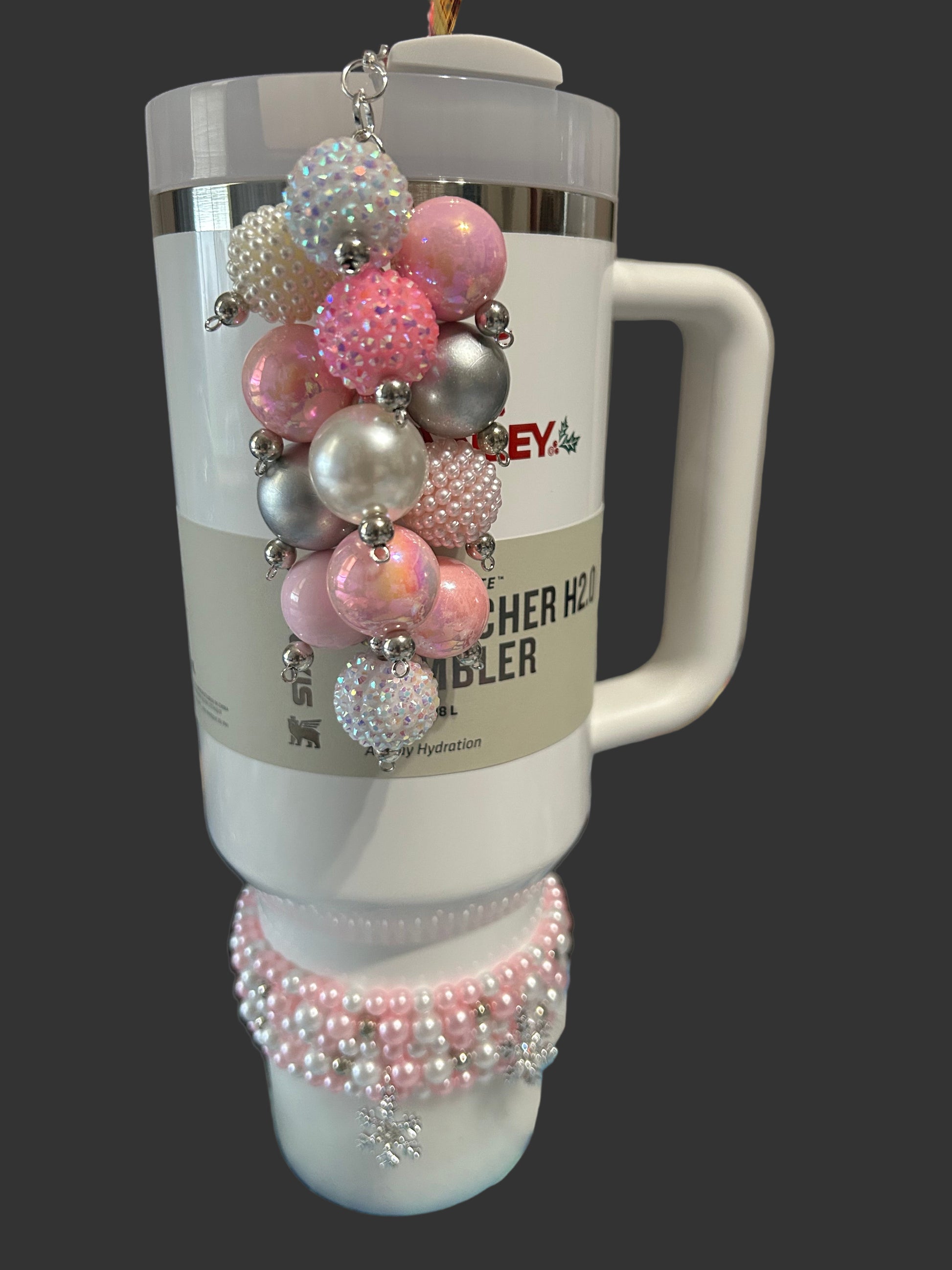 Pink Christmas Bauble Straw Charm