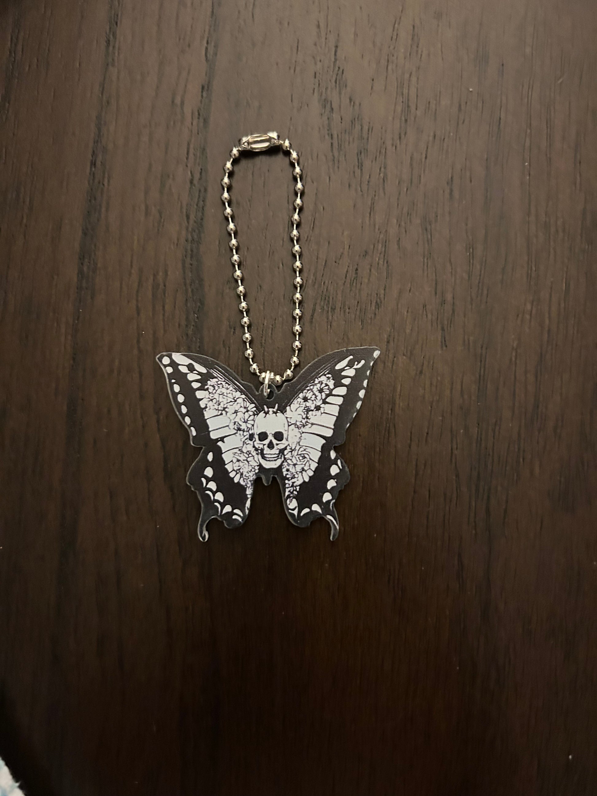 Skull Butterfly Handle Charm