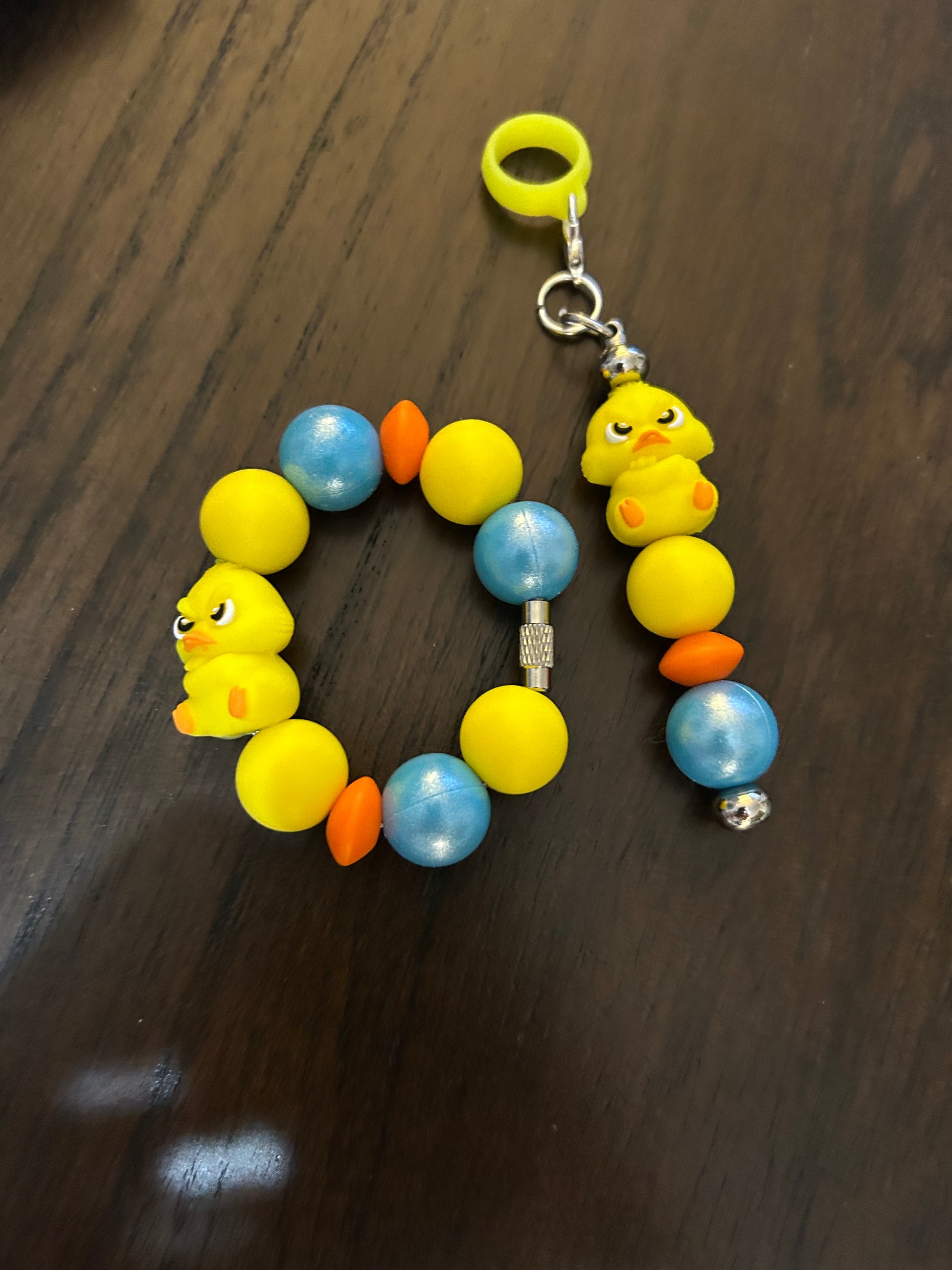 Grumpy Duck Straw and Handle Charm set