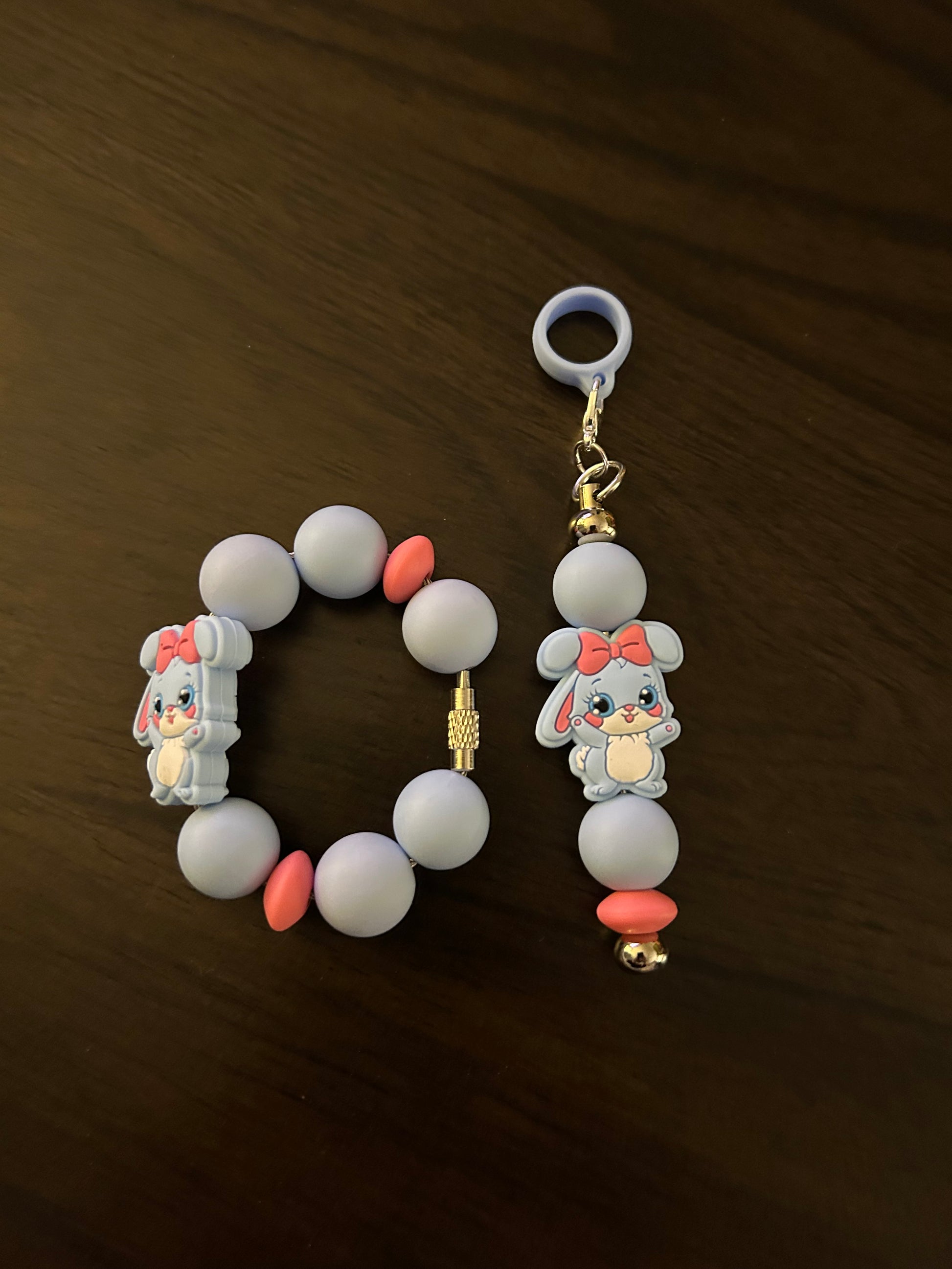 Bunny Straw and Handle Charm set