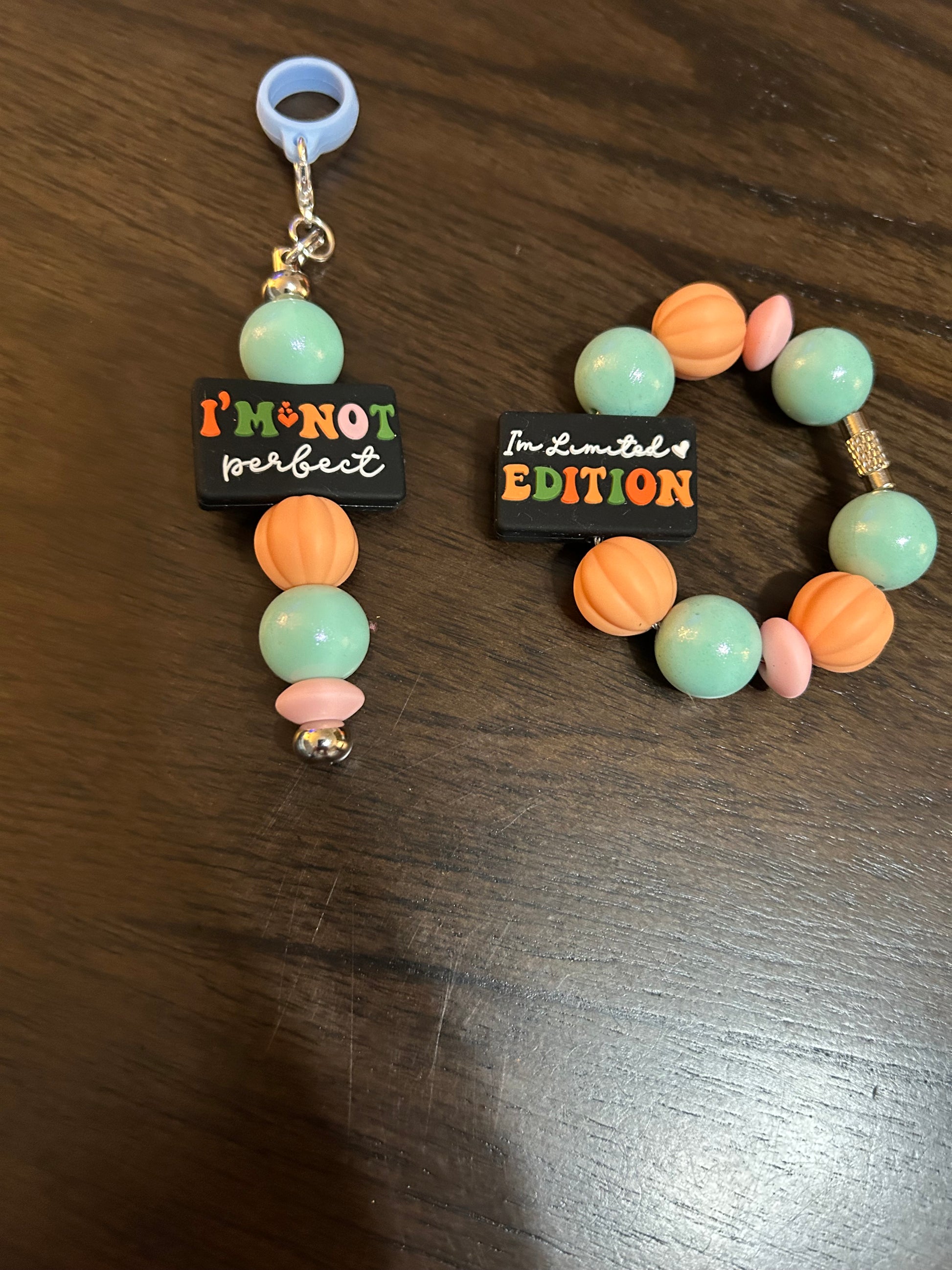 I am not perfect I am limited edition Straw and Handle Charm set
