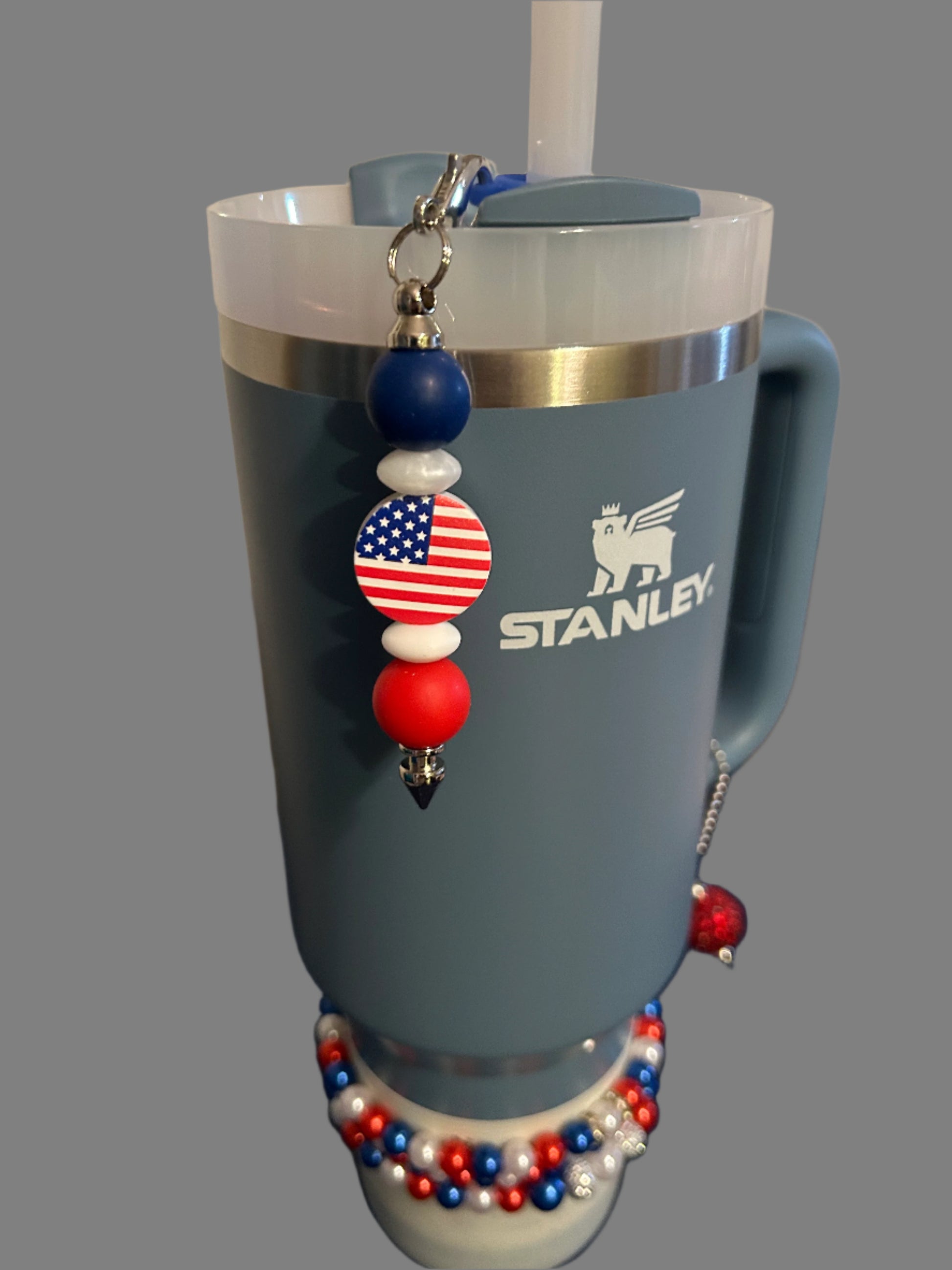 Red White and Blue Straw Charm
