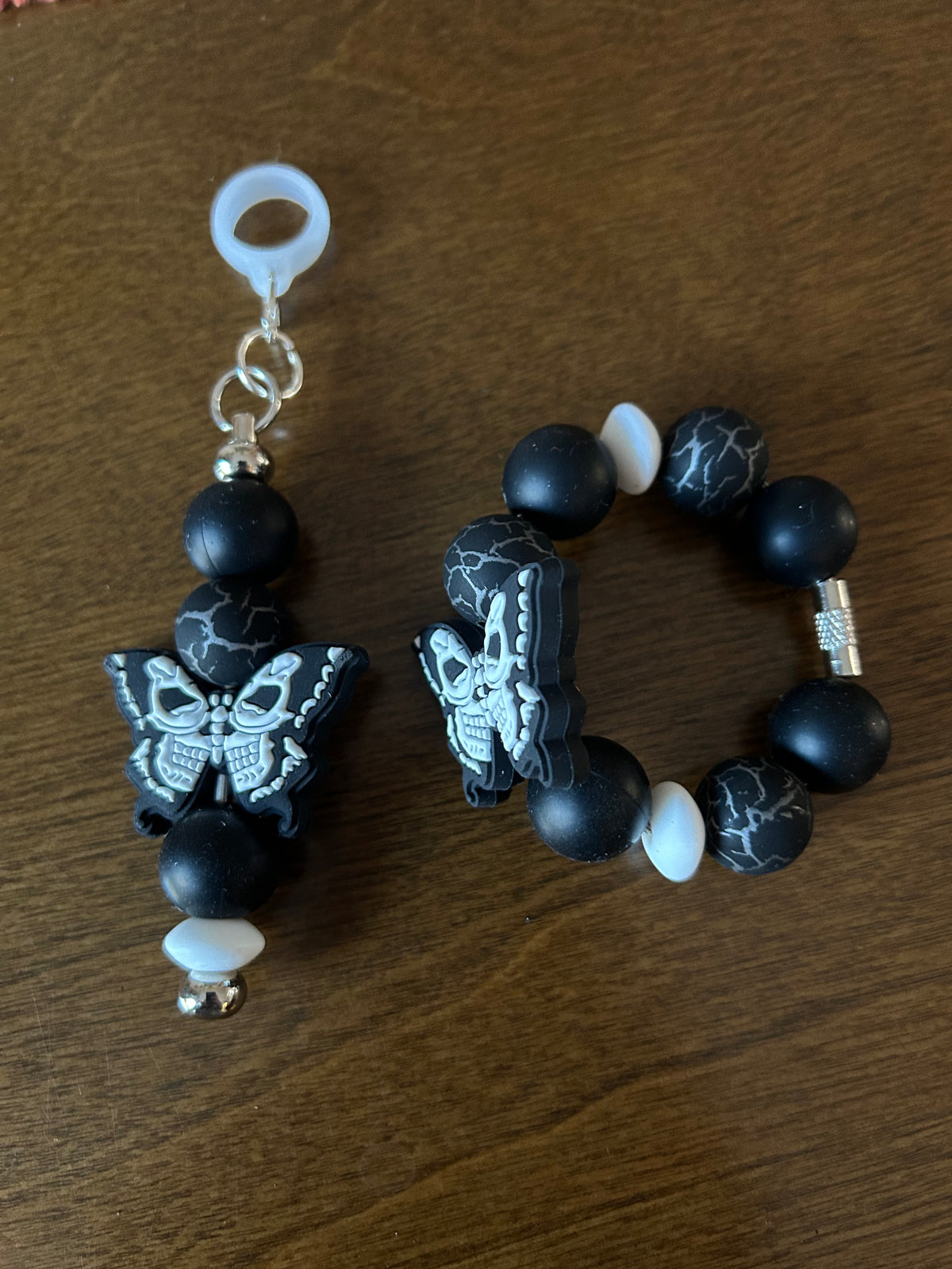 Skeleton Straw and Handle Charm set