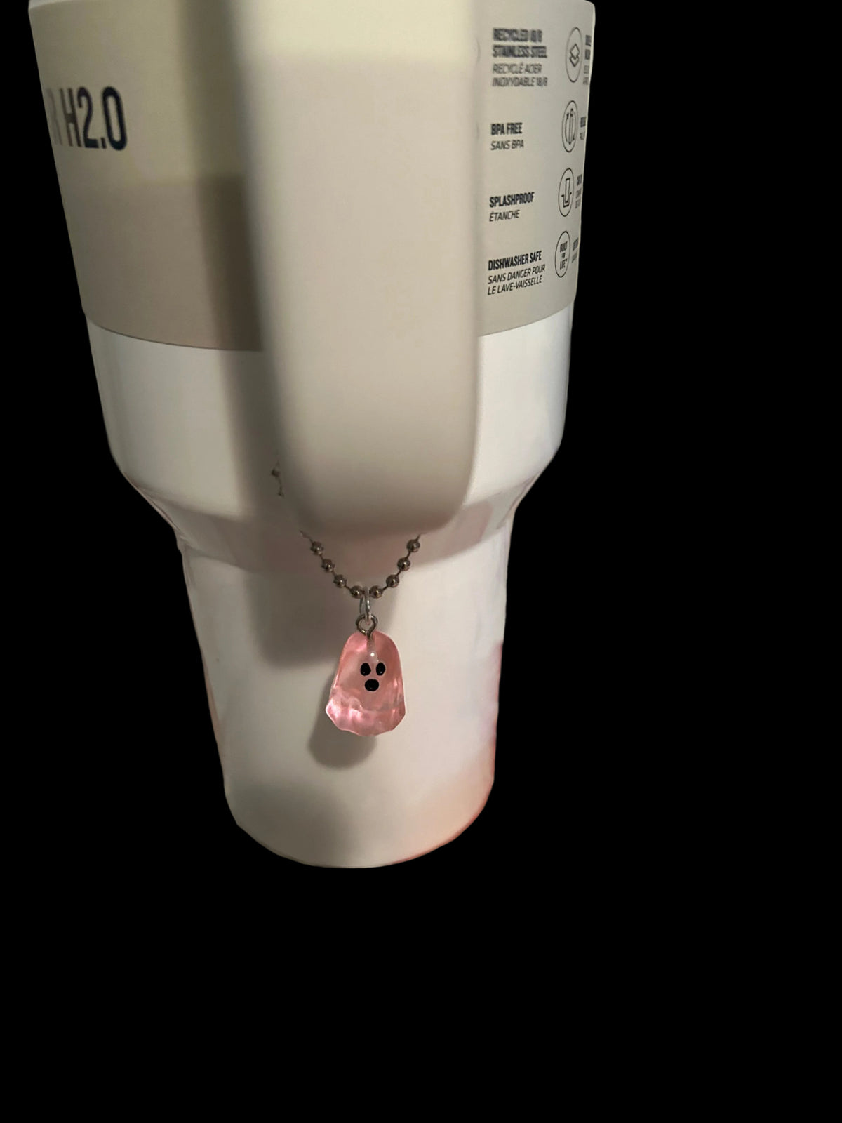 Pink Glow in the dark Ghost Handle Charm