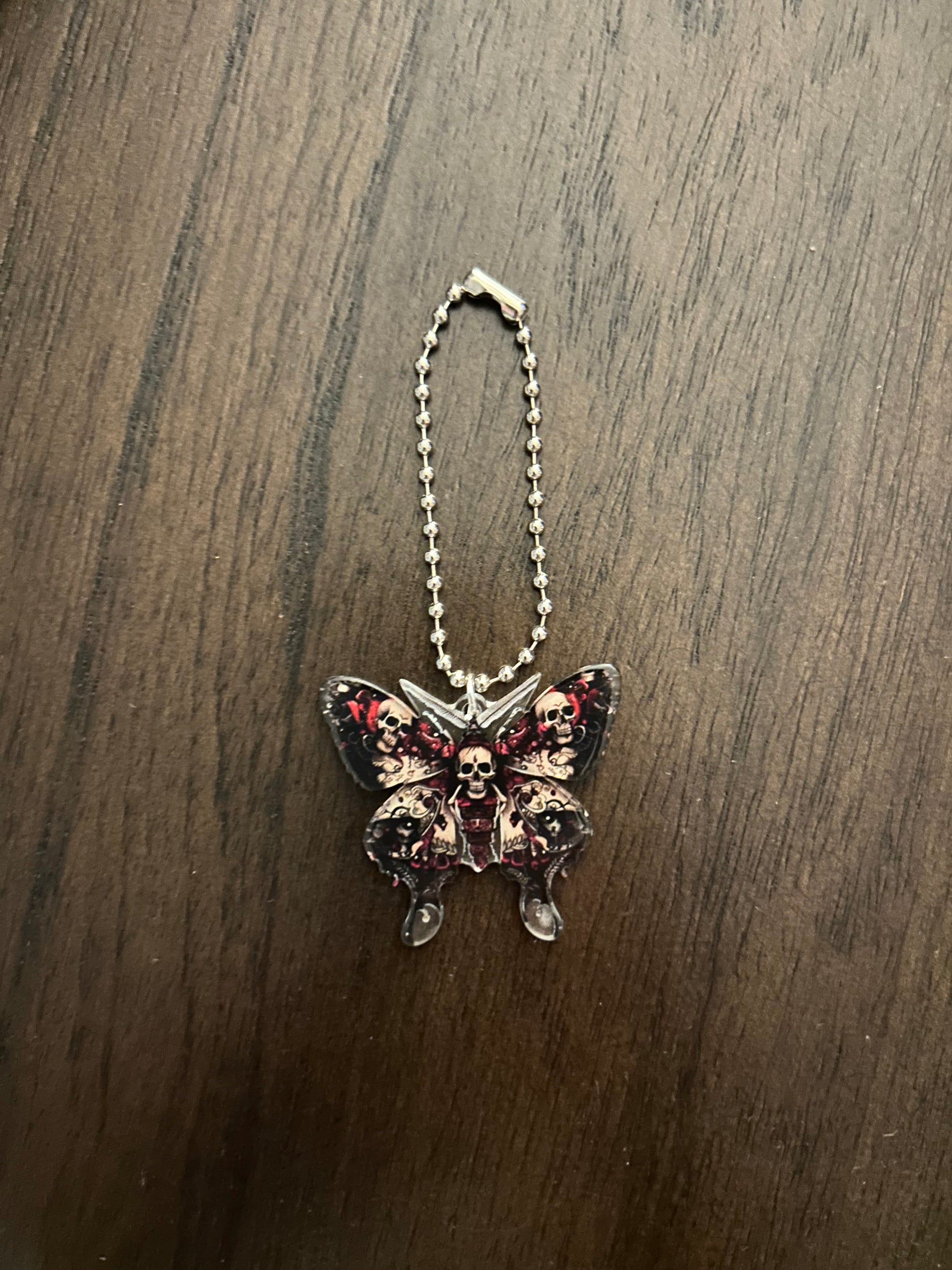 Skull Butterfly Handle Charm