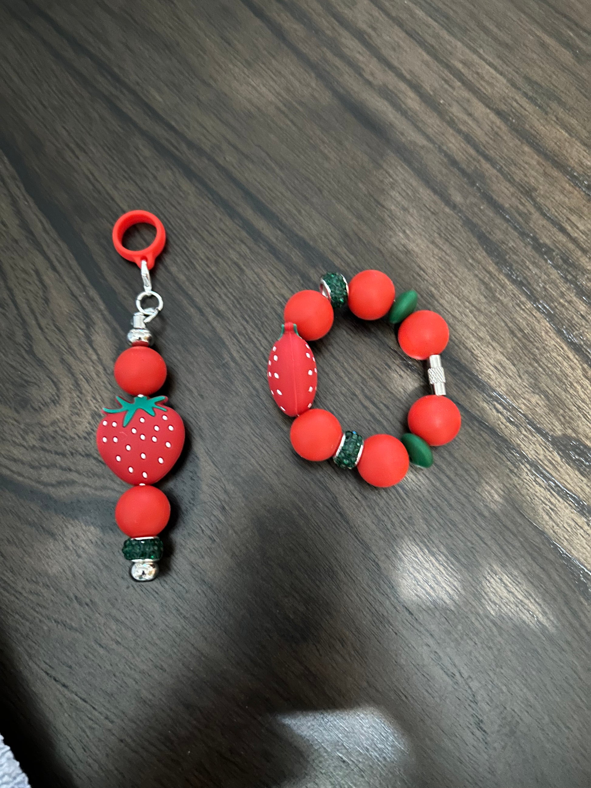 Strawberry Straw and Handle Charm set