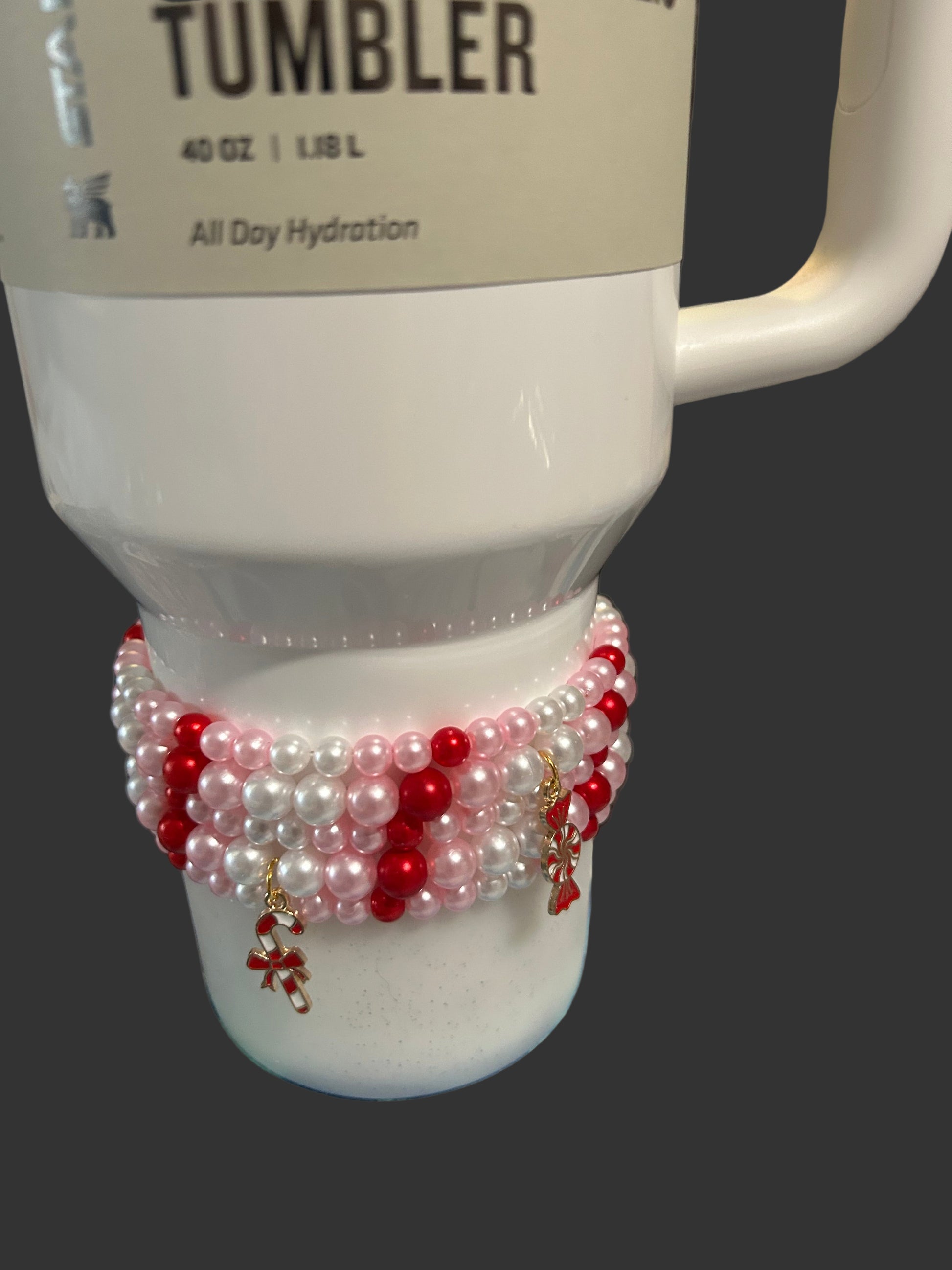 Christmas Pink Peppermint Bracelet Stack