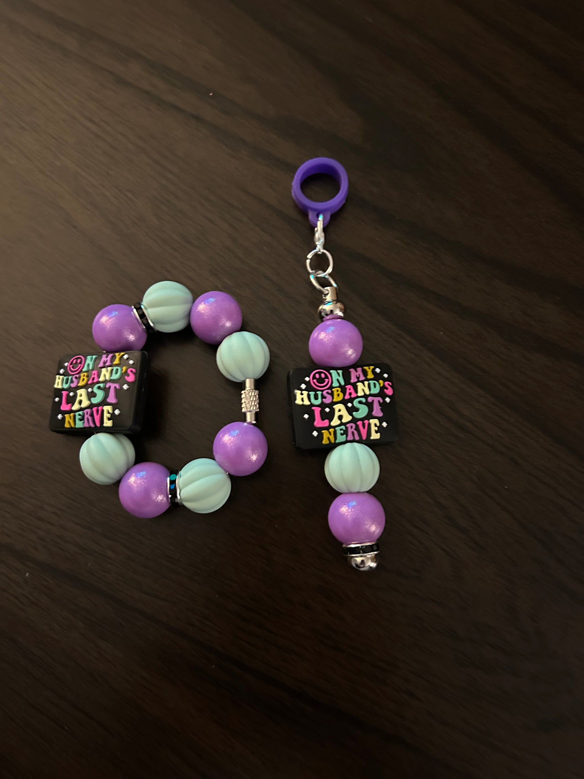 On my husband’s last nerve Straw and Handle Charm set