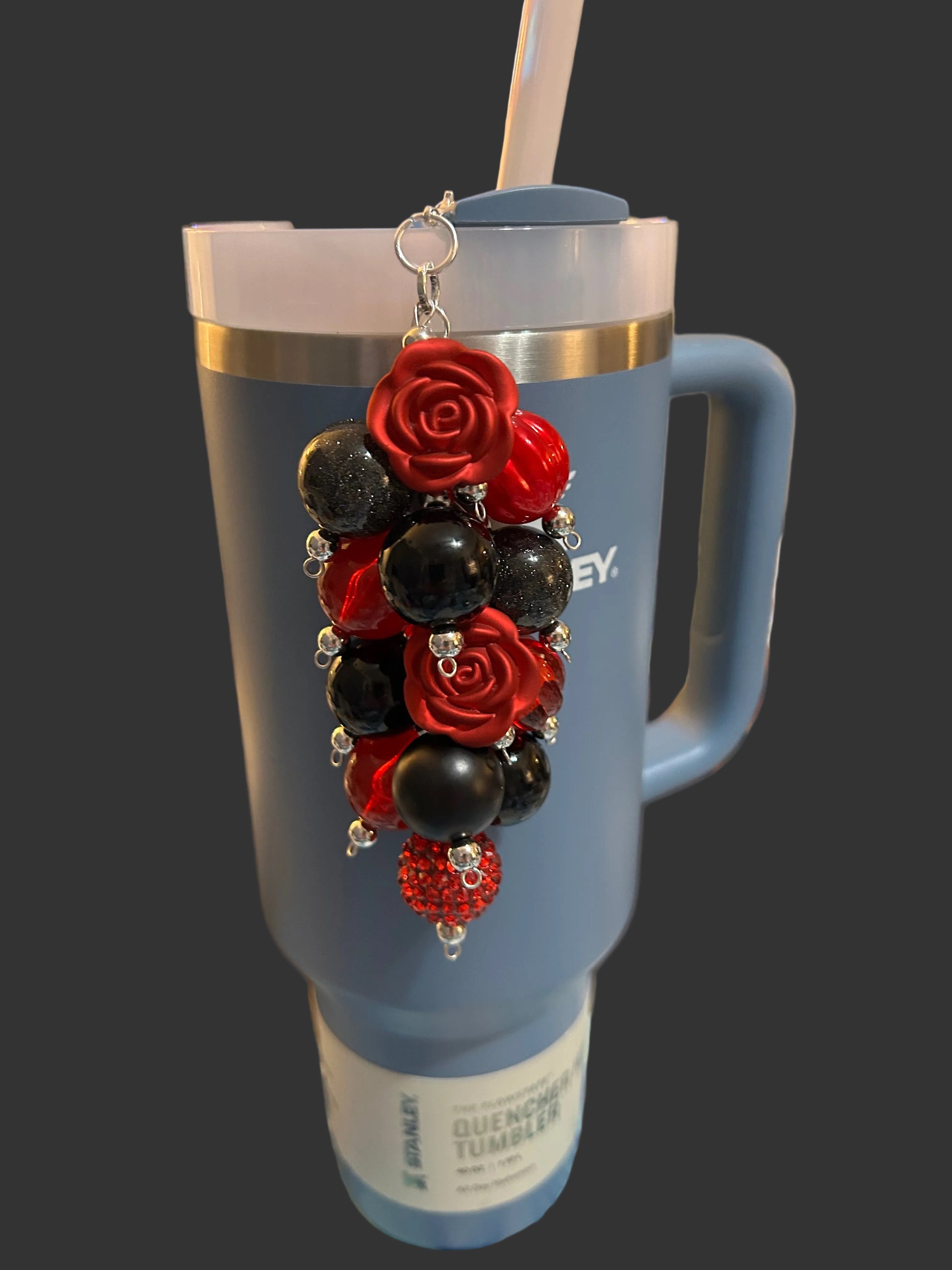 Red Rose Bauble Straw Charm