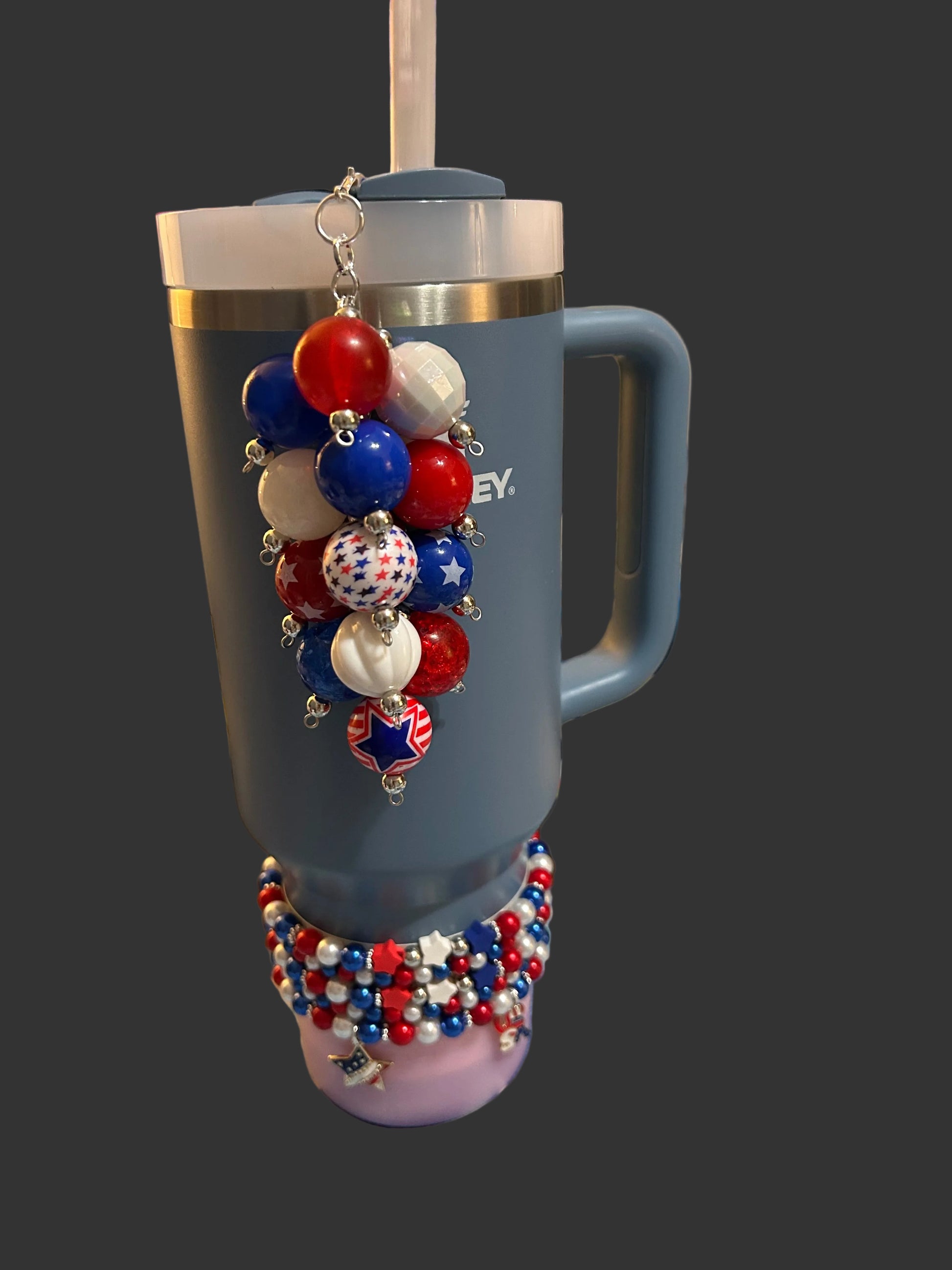 Red White and Blue Bauble Straw Charm