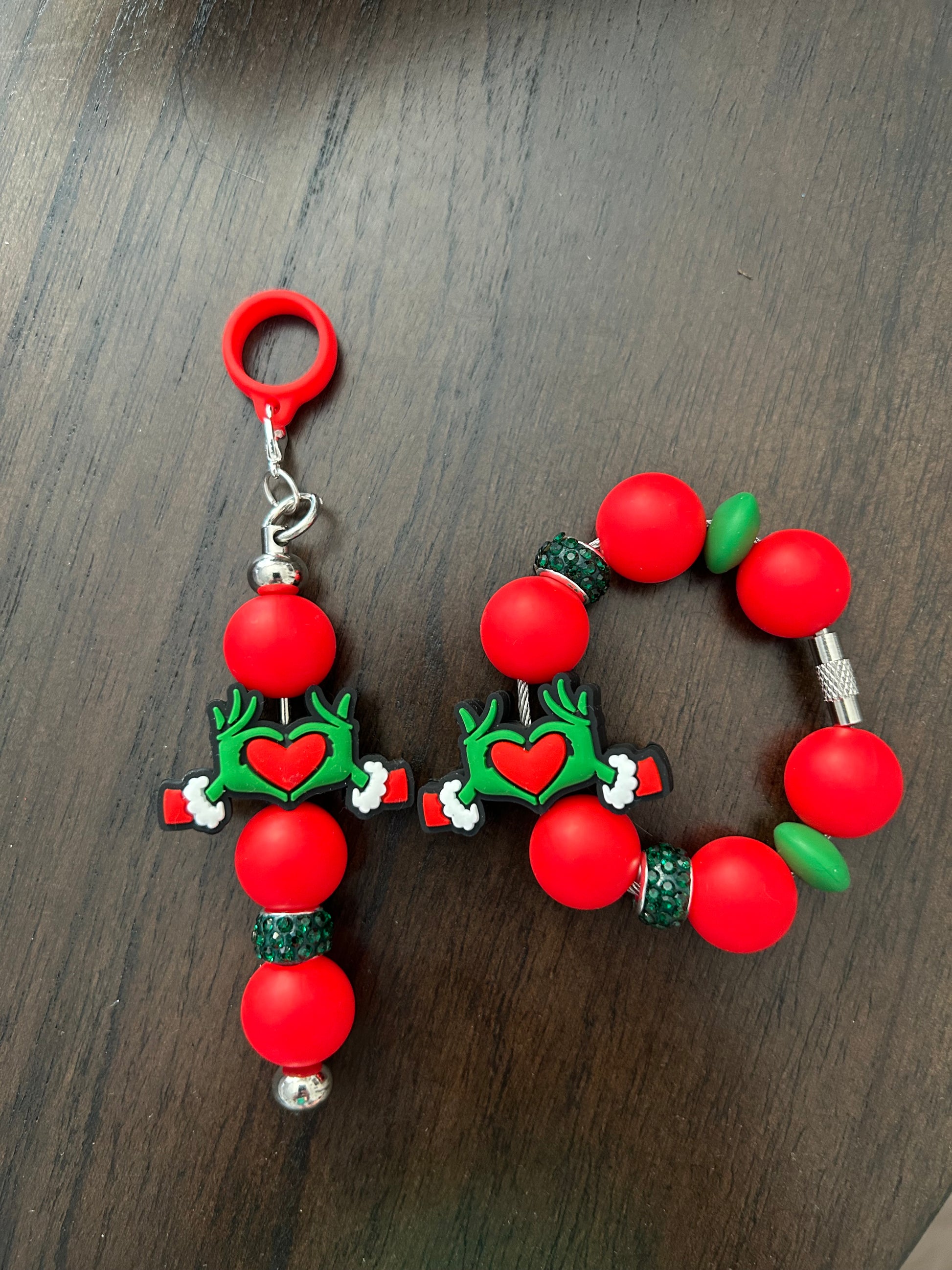 Green Guy Straw and Handle Charm set