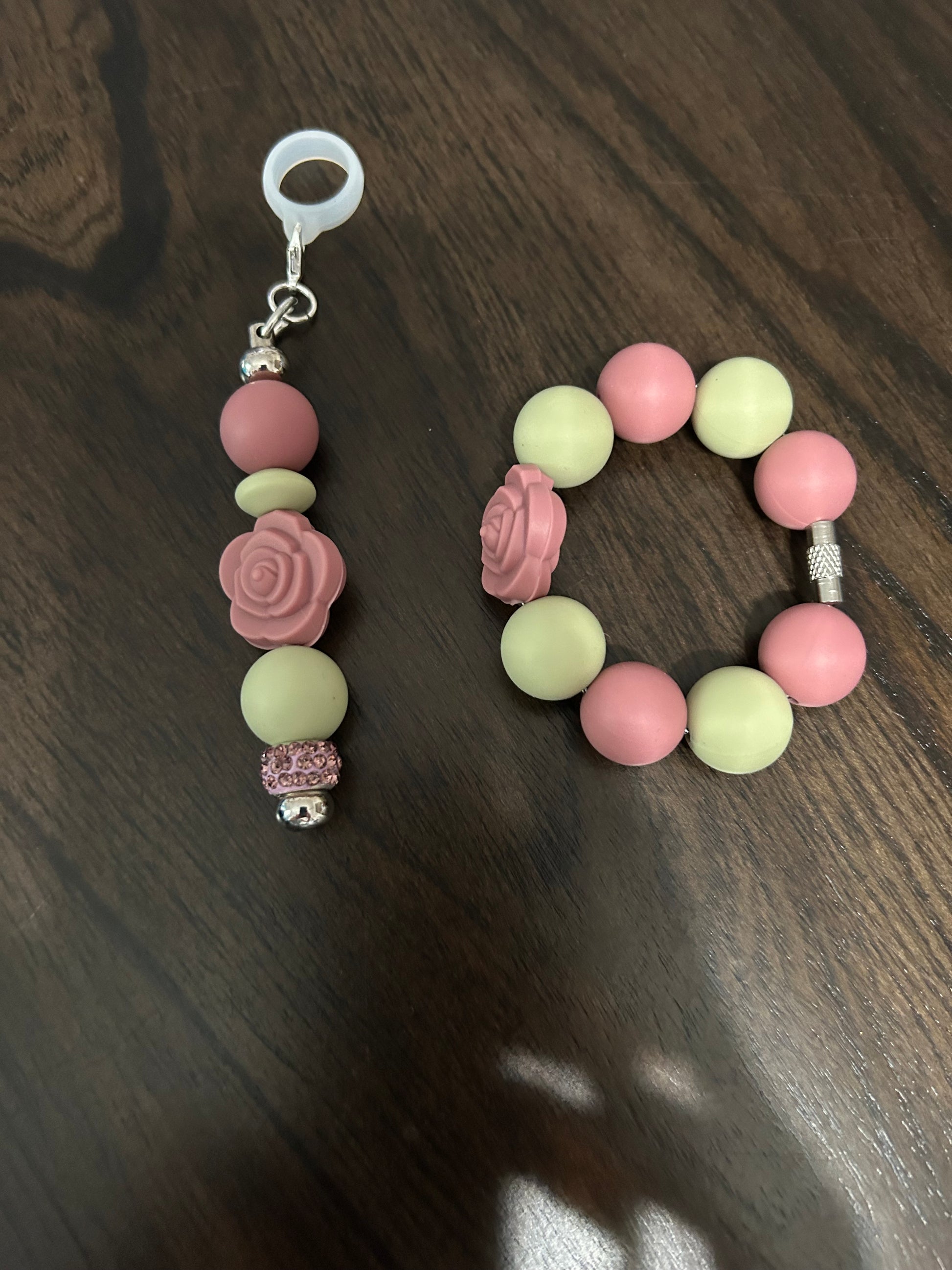 Flower Straw and Handle Charm set