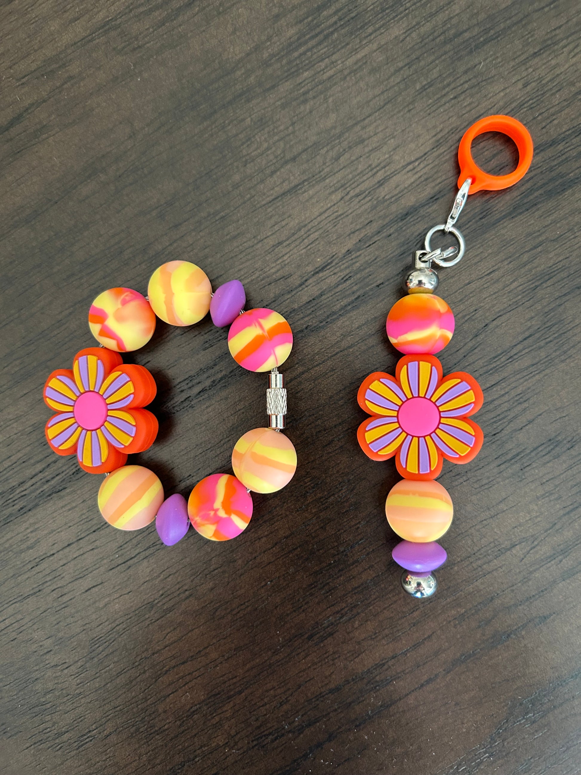 Flower Straw and Handle Charm set