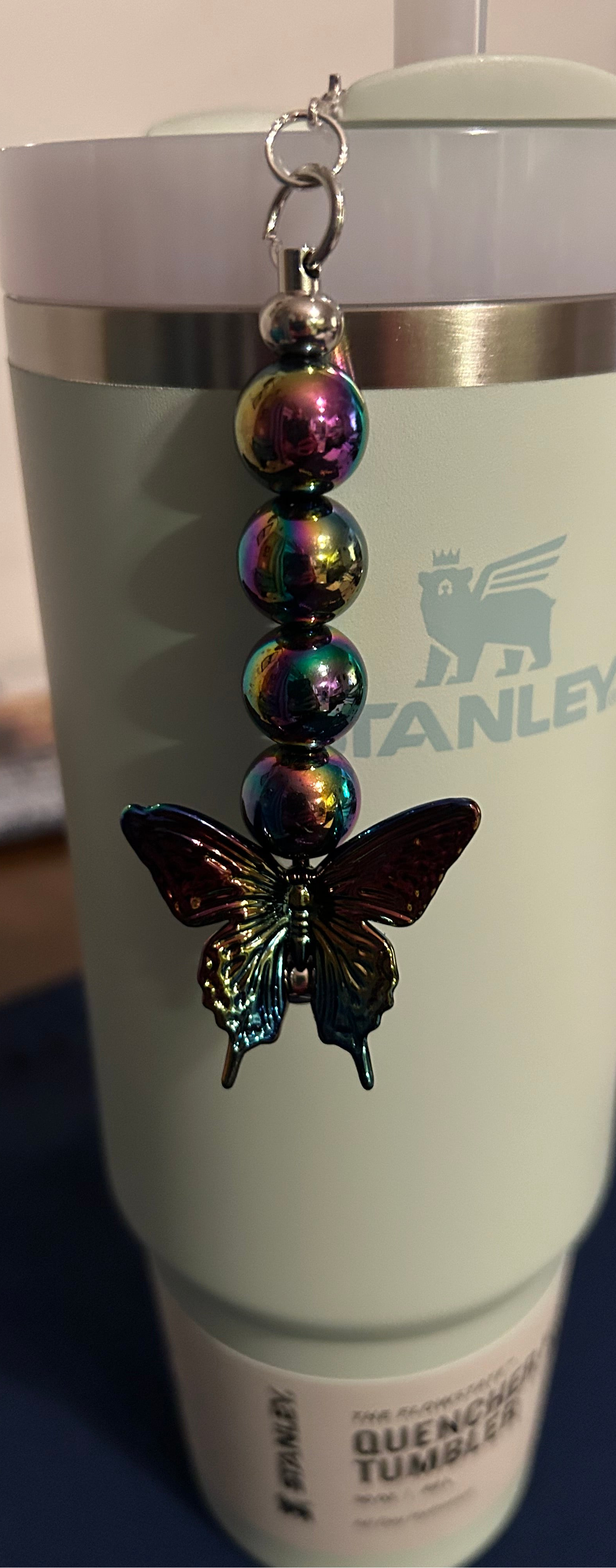 Fancy Metallic Butterfly Straw Charm