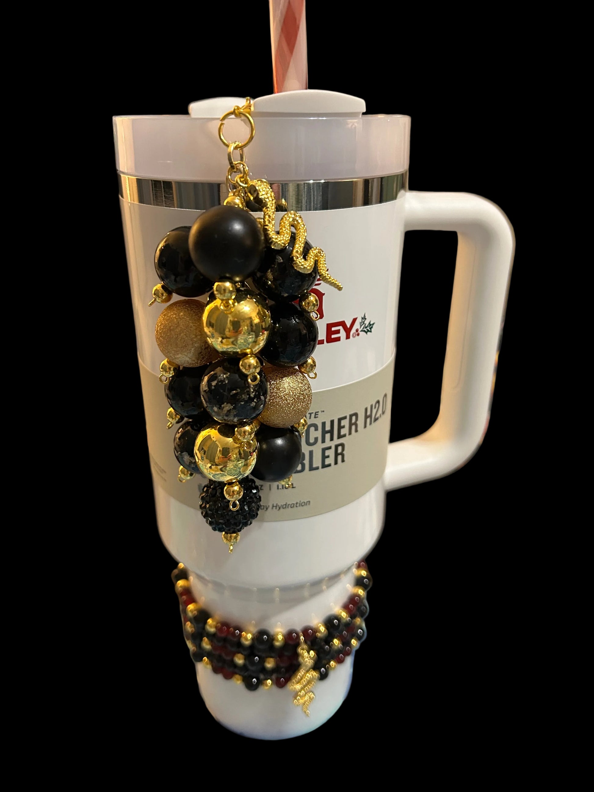 Black Snake Bauble Straw Charm