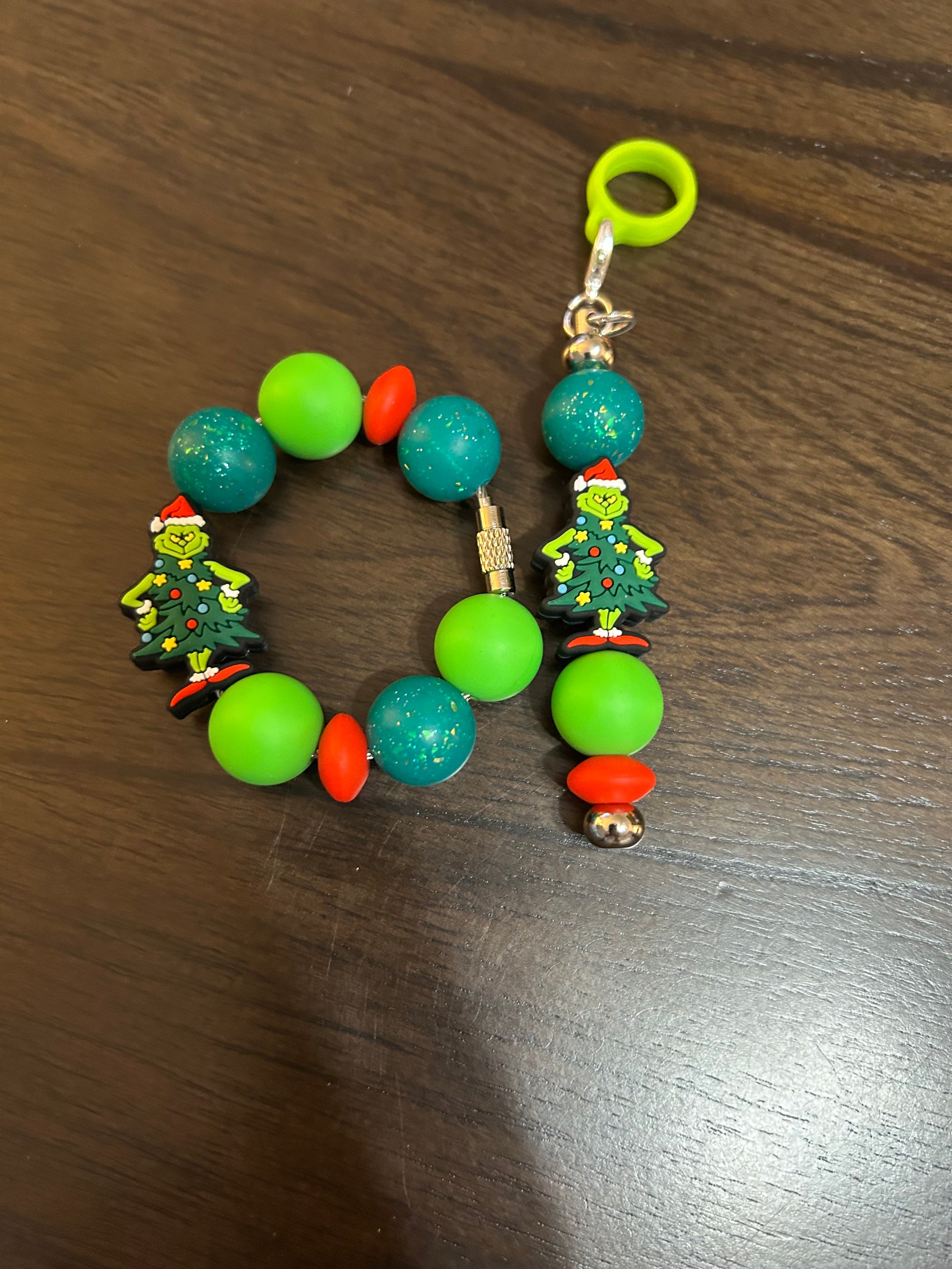 Green Guy Straw and Handle Charm set