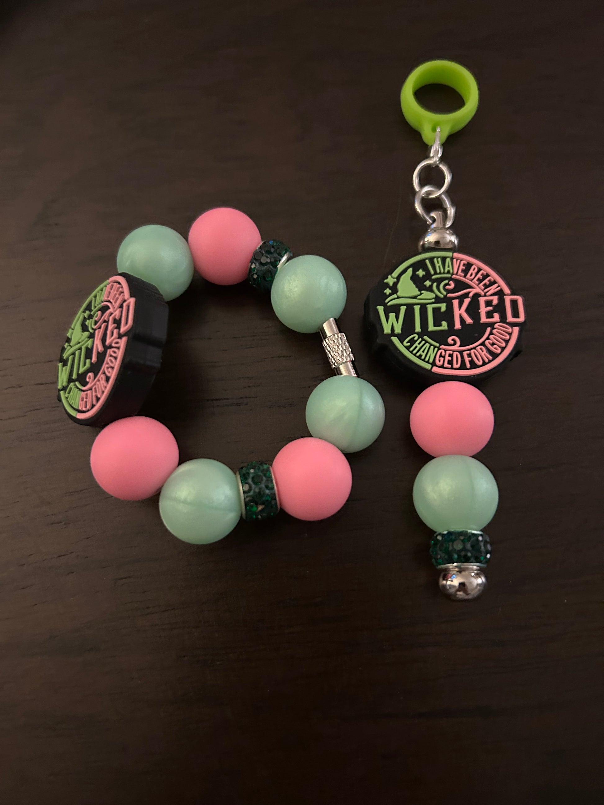 Good Bad Witch Straw and Handle Charm set