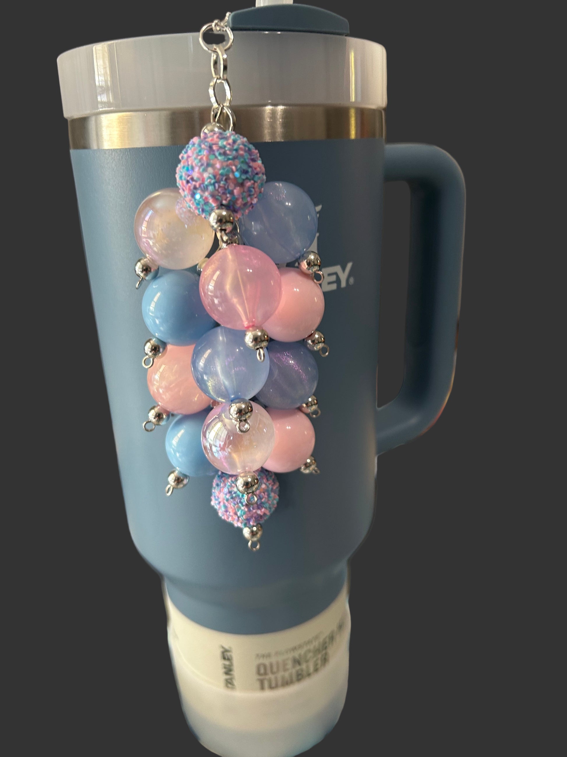 Blue and Pink Bauble Straw Charm