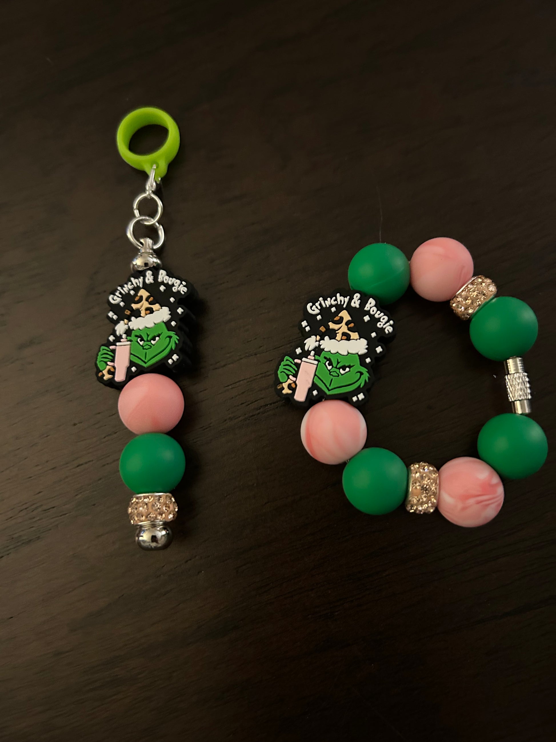 Green Guy and Bougie Straw and Handle Charm set