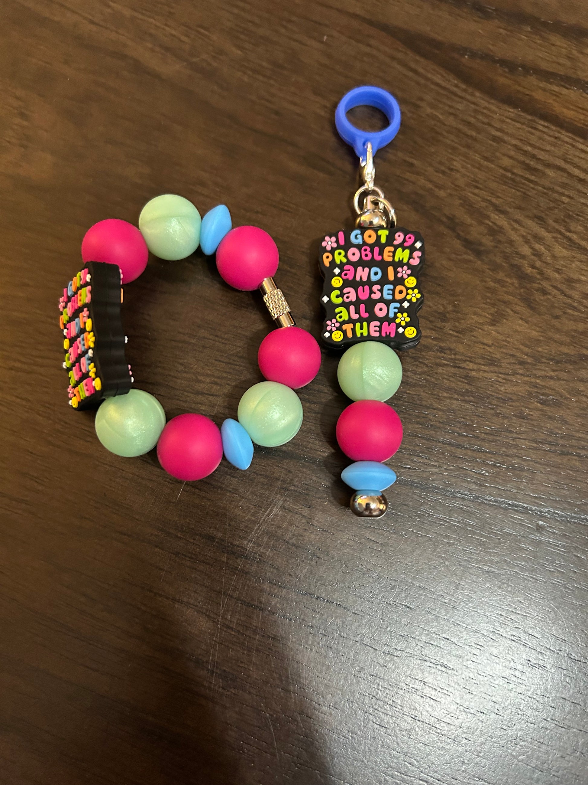 I got 99 problems and I caused all of them Straw and Handle Charm set